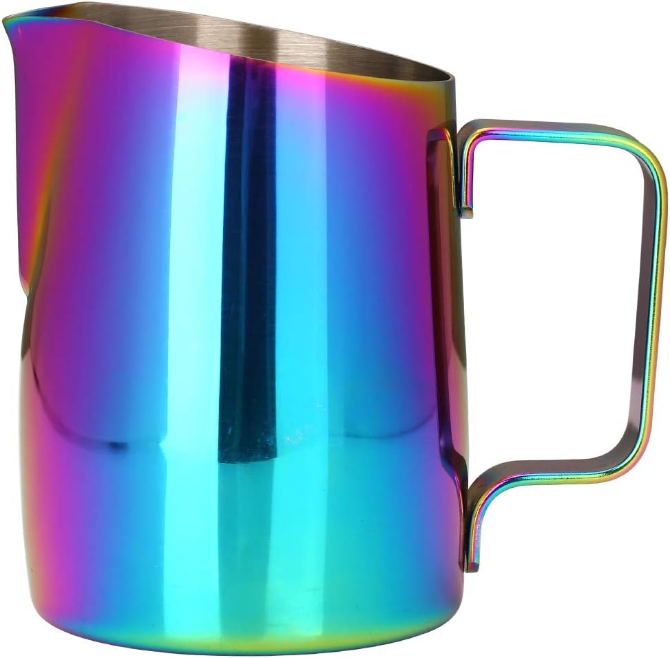 Espresso Steaming Pitcher, Espresso Milk Frothing Pitcher Stainless Steel, Coffee Latte Art Cup 14.2 OZ (420ml) Black