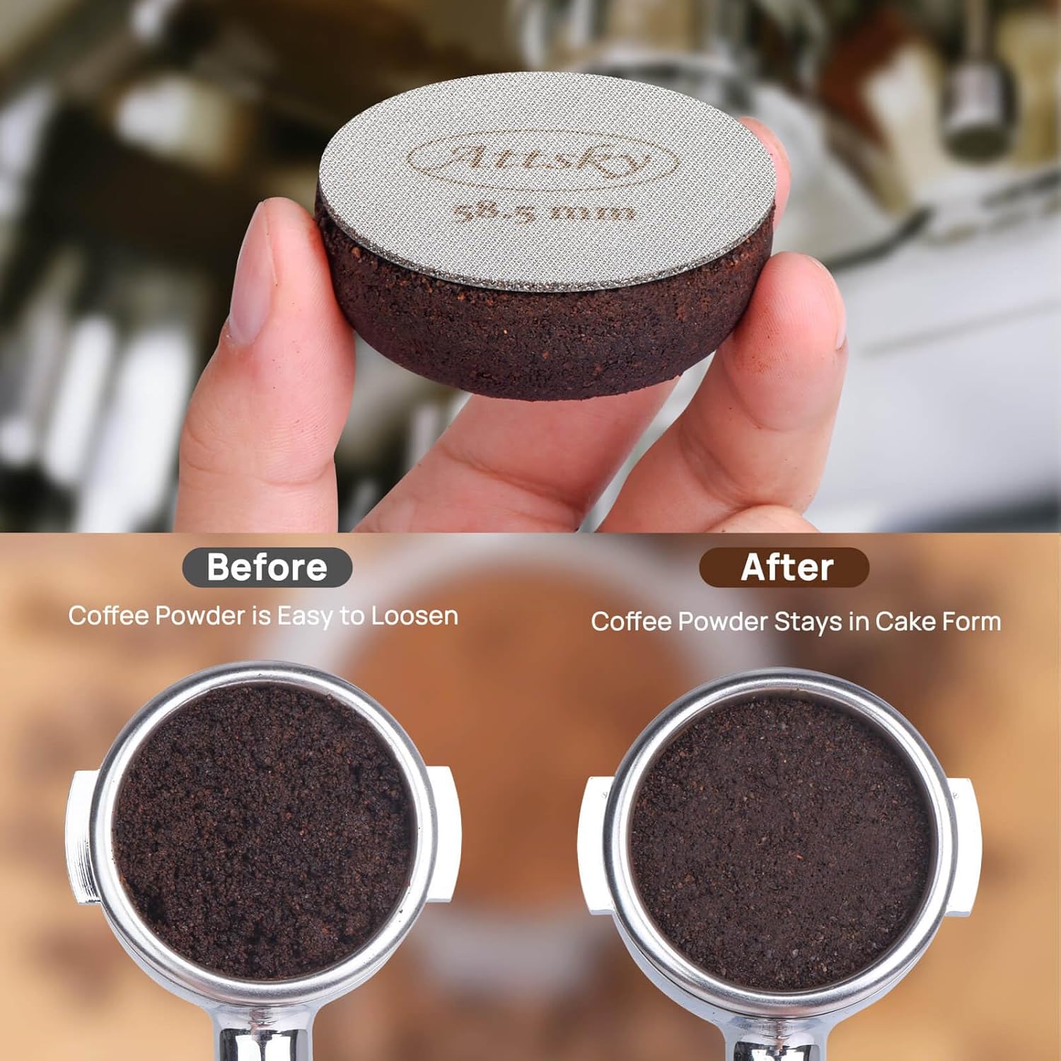 53.5mm Espresso Puck Screen, Espresso Filter for 54mm Portafilter Filter Basket, Reusable Espresso Screen with 1.7mm Thickness 150μm 316 Stainless Steel