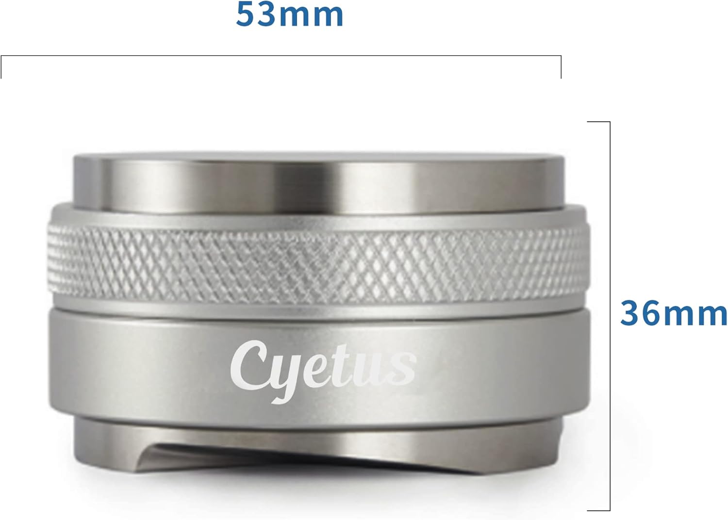 CYETUS 51mm/53mm /58mm Coffee Distributor and Tamper, Dual Head Coffee Leveler Fits for 51mm/53mm/58mm CYETUS Portafilter, Professional Adjustable Depth Espresso Hand Tamper (53mm Silver)