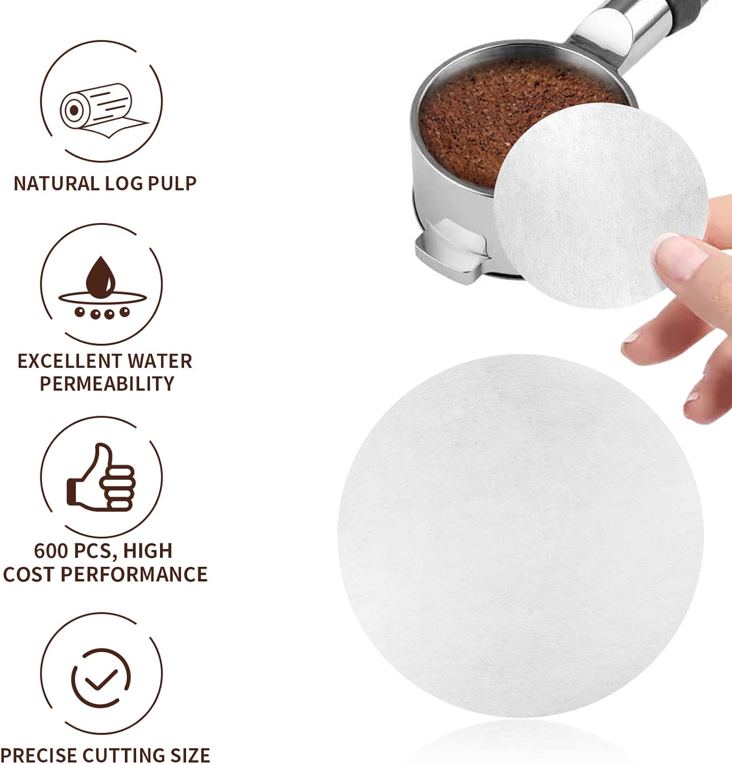 500 Pcs Coffee Paper Filter for Espresso Coffee Maker, 54 mm Unbleached Espresso Filter Puck Screen Portafilter Paper Compatible with Breville Barista, Mr. Coffee and Other Espresso Machine