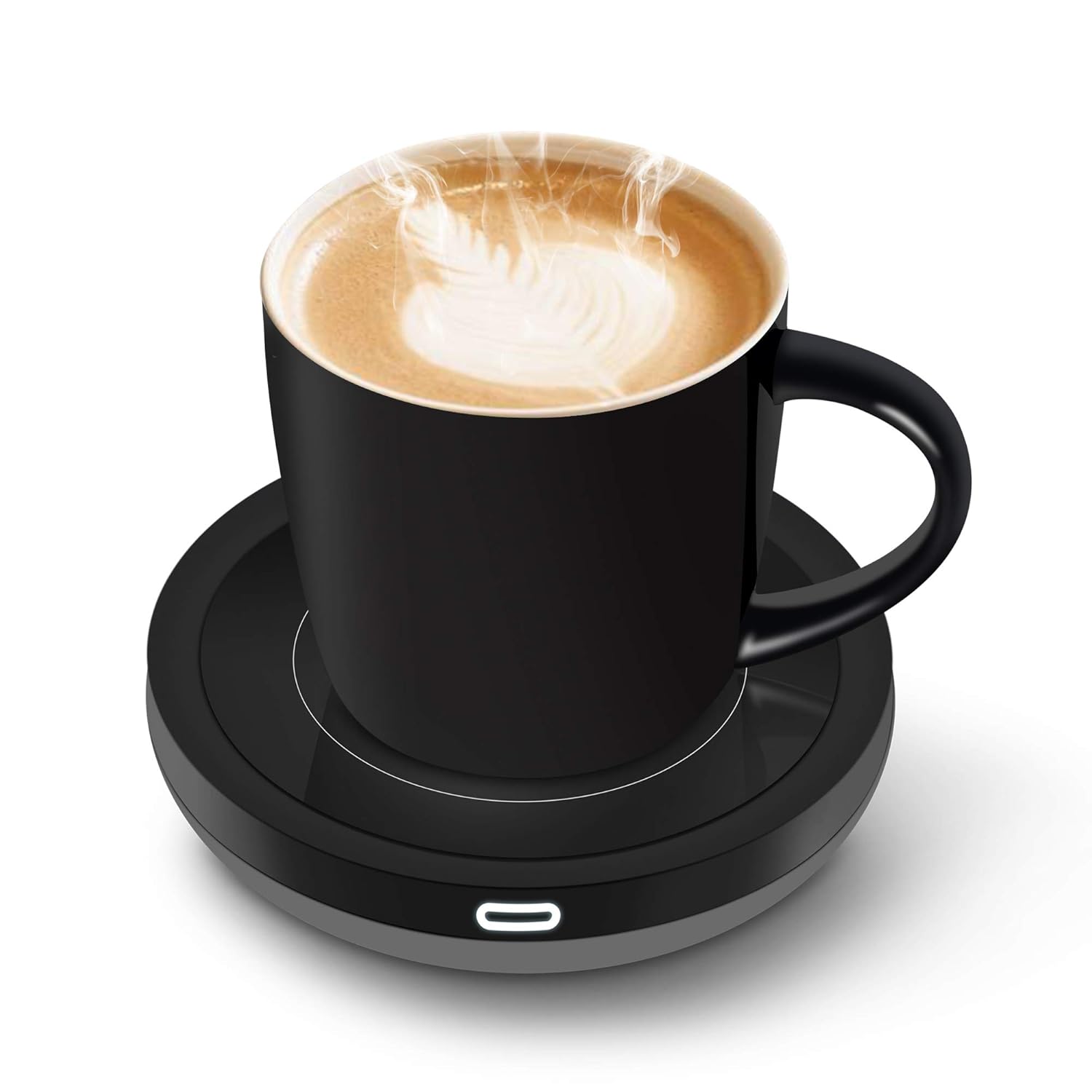 BESTINNKITS Smart Coffee Cup Warmer Set, Auto On/Off Gravity-induction Mug Office Desk Use, Candle Wax Cup Warmer Heating Plate (Up To 131F/55C), 14oz