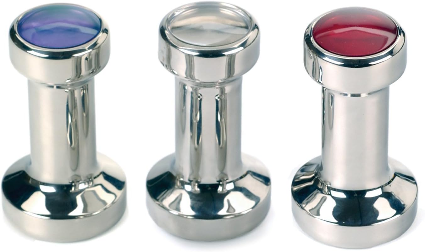 RSVP International Endurance Collection Flat Bottom Espresso Coffee Tamper Stainless Steel, 49mm Diameter, Red