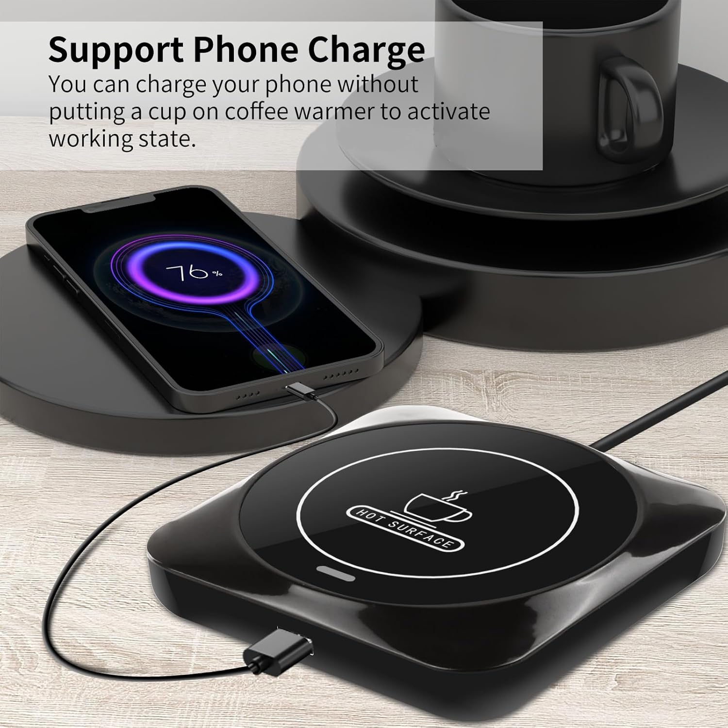 Smart USB Coffee Cup Warmer with Pressure-Induced Auto On/Off, Coffee Accessories for Home Office Desk