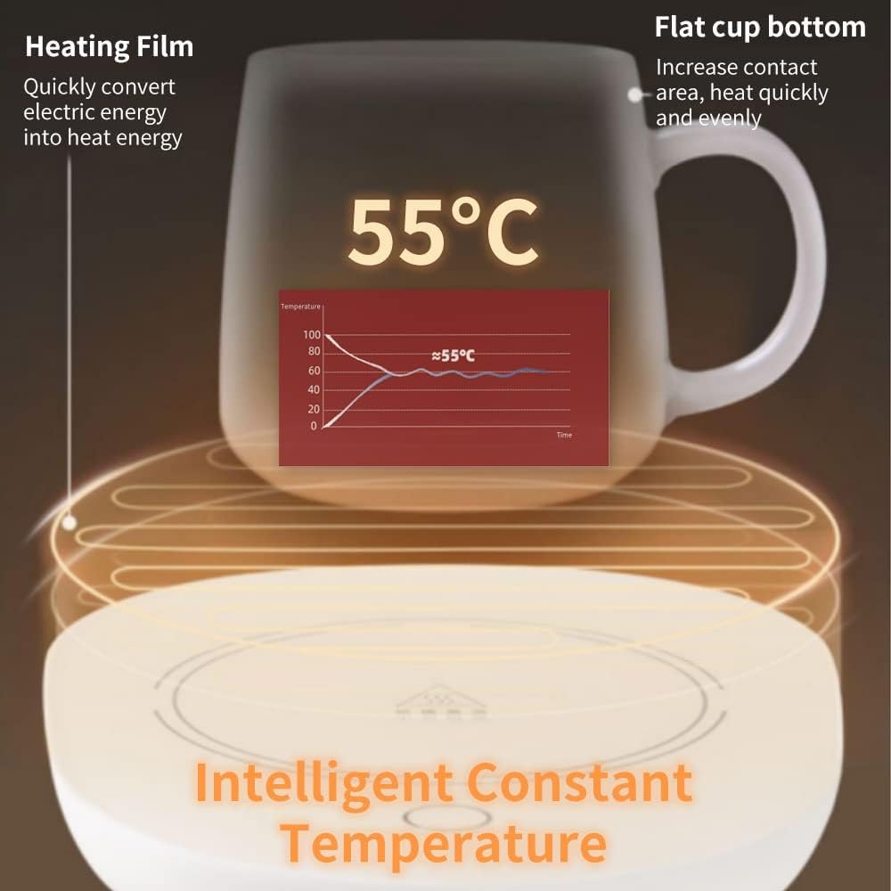 Mug Warmer, Coffee Mug Warmer with Auto Shut Off for Desk, Cup Warmer for Coffee to Keep Temperature Up to 131℉/ 55℃, Electric Beverage Tea Water Milk Warmer, Heating Plate Candle Wax Warmer