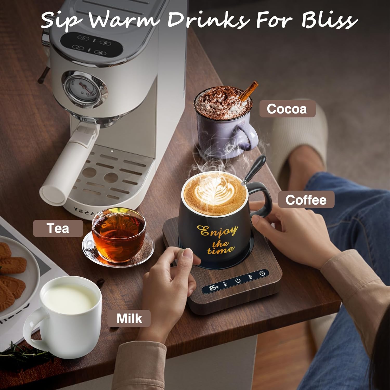 Mug Warmer Set - Coffee Mug Warmer for Desk with Temperature Display, 1-12Hour Auto Shut Off, Cup Warmer with Mug - Ideal Coffee Gifts for Heating Coffee, Beverages, Milk, Tea and Hot Chocolate.