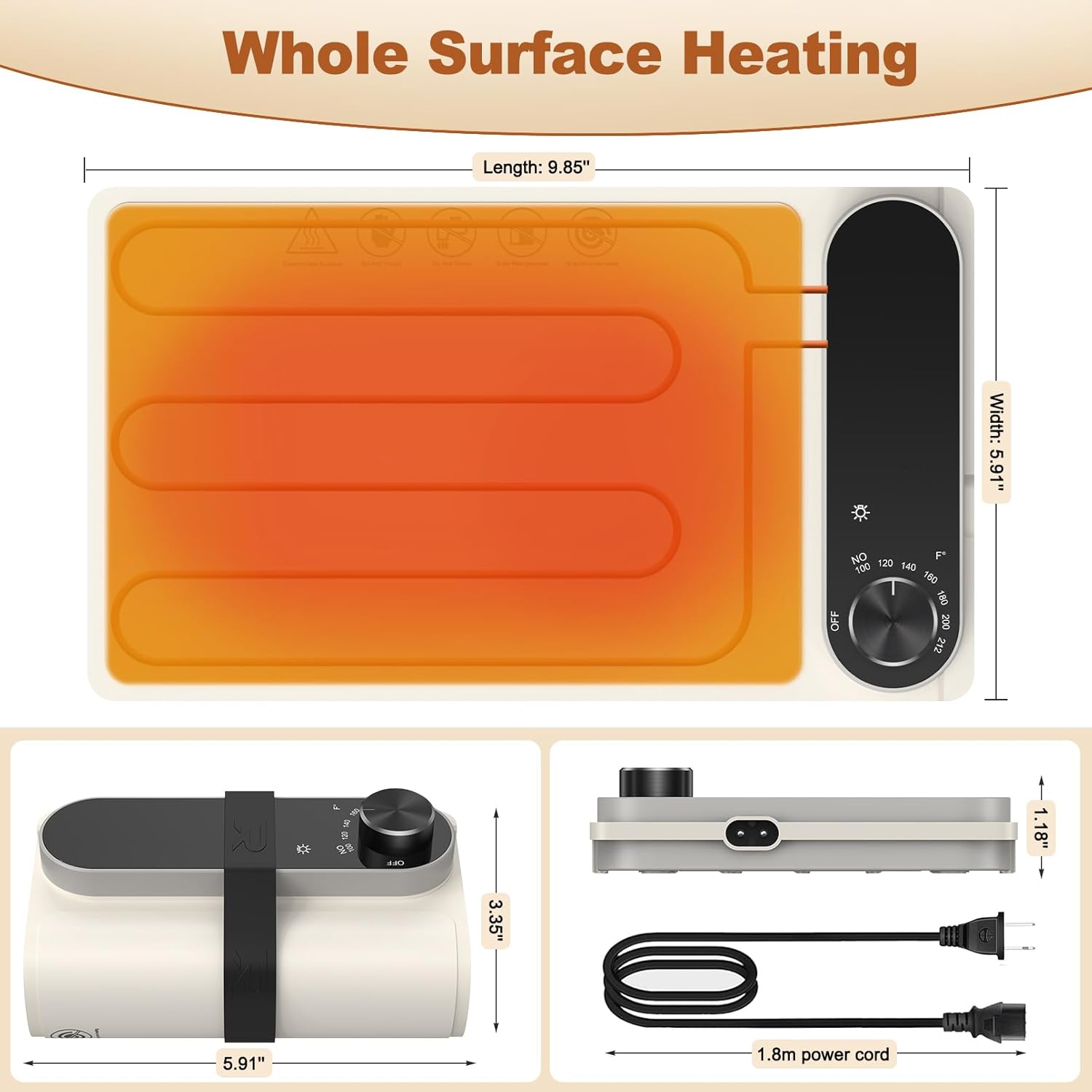 Coffee Mug  Cup Warmer - 7-Temperature Foldable Heater Pad (100-212°F) for Desks, Fast Even Heating, Fits Mugs/Tumblers/Candle Jars, Auto Shutoff