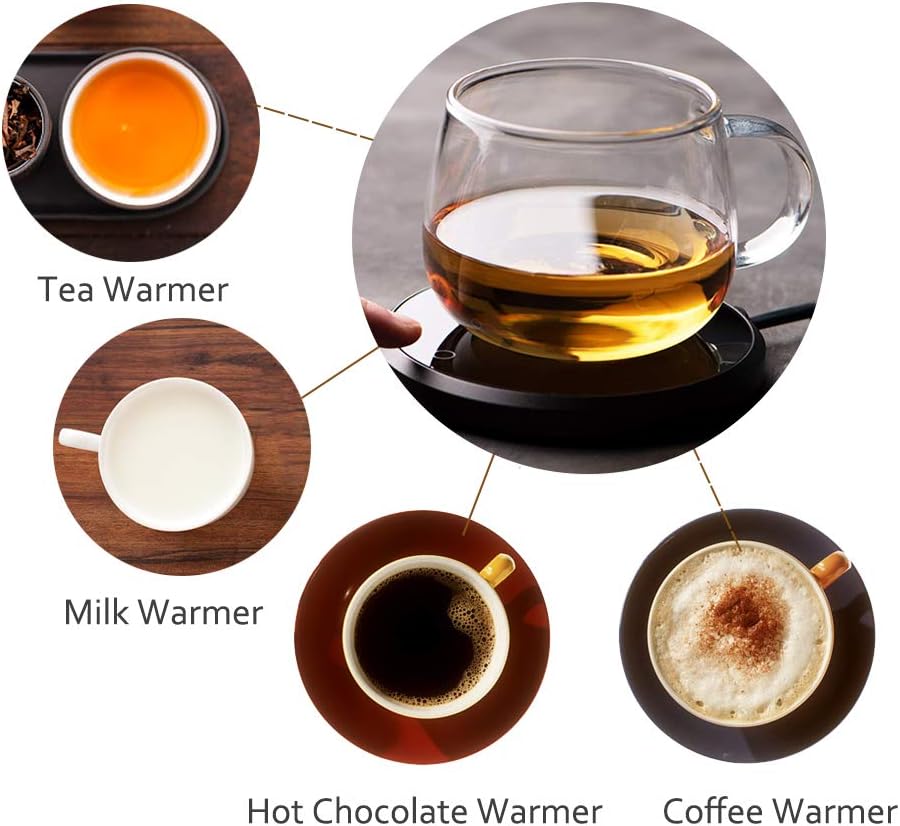 Coffee Mug Warmer - KRGMNHR 18Watt Auto Shut Off Cup Warmer for Home Office Desk Use, Electric Beverage Warmer Heating Plate for Cocoa,Tea, Water, Milk, Rose Gold