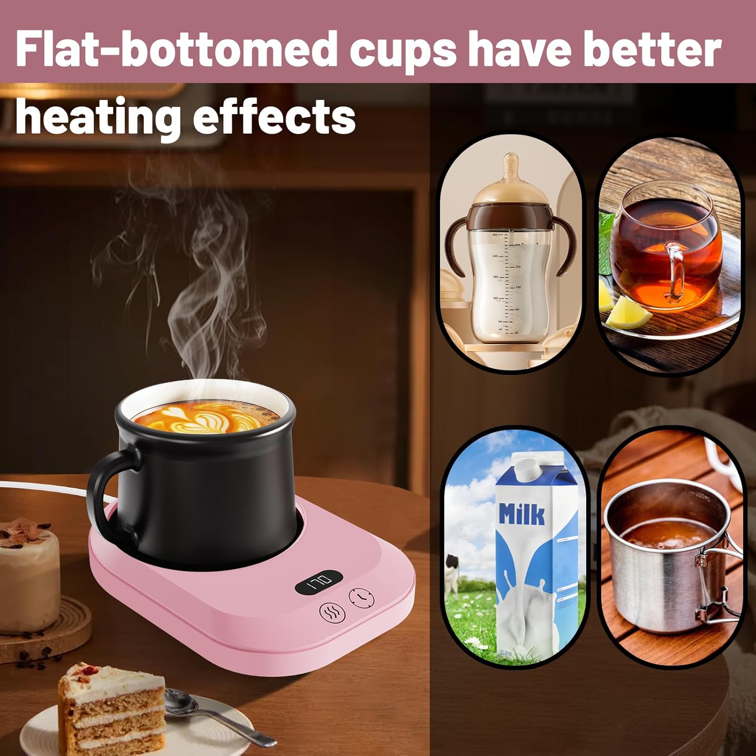 Mug Warmer, Coffee Mug Warmer with 3-Temp Settings, Auto Shut-Off Coffee Warmer, Anti-Scalding Waterproof Mug Warmer for Desk, Coffee Cup Warmer Display Status, Coffee Warmer for Desk for Coffee Milk