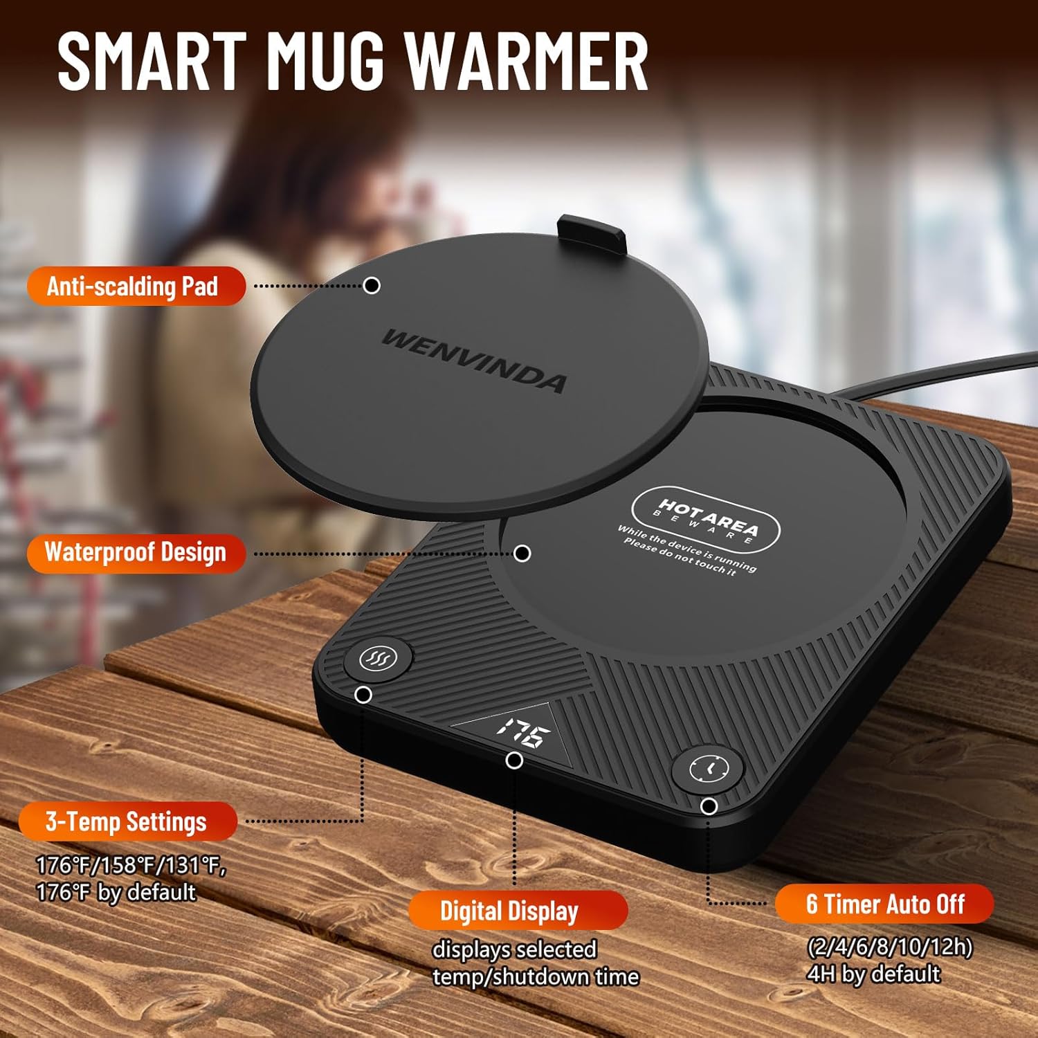 Mug Warmer, Coffee Mug Warmer with 3 Temperature Settings, Coffee Warmer for Desk Auto Shut Off, Portable Candle Warmer Plate for Bevarages, Tea, Various Cups, Mom Gifts for Mothers Day Mug Warmer, Coffee Mug Warmer with 3 Temperature Settings, Coffee Warmer for Desk Auto Shut Off, Portable Candle Warmer Plate for Bevarages, Tea, Various Cups, Mom Gifts for Mothers Day