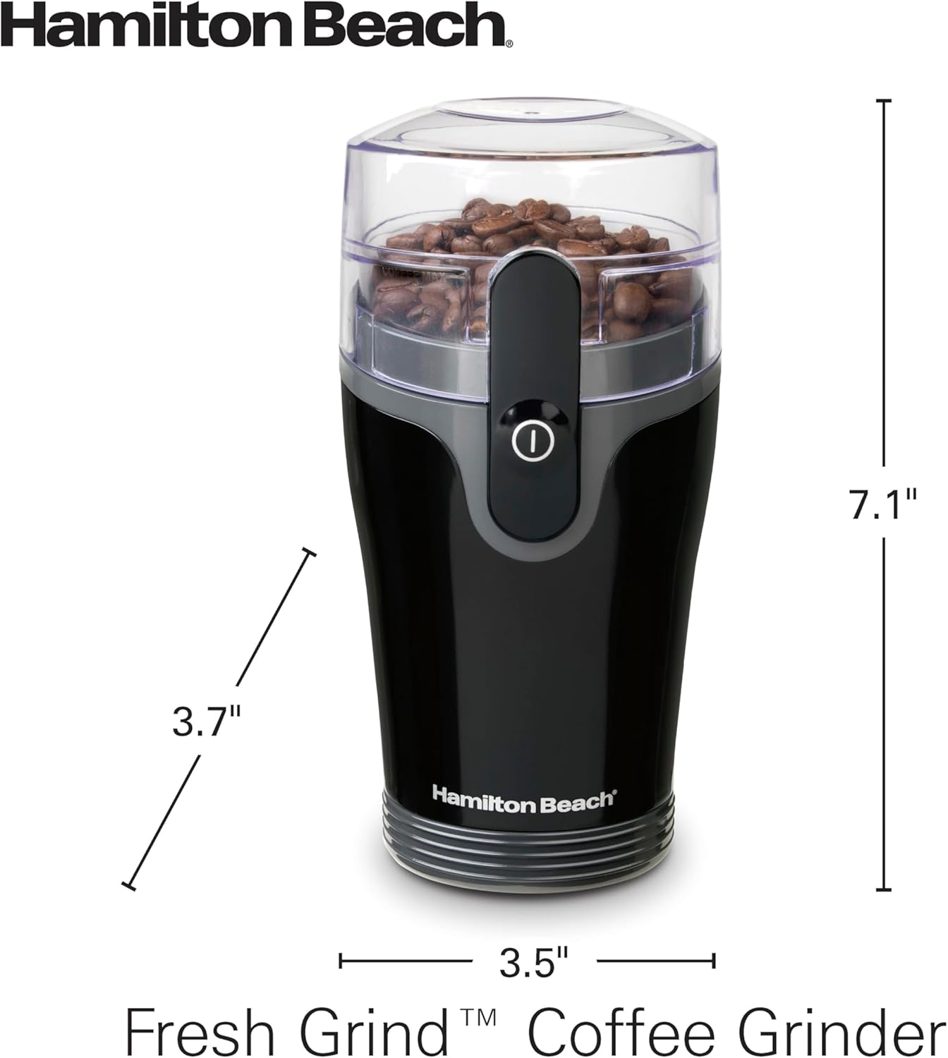 Hamilton Beach Fresh Grind Electric Coffee Grinder for Beans, Spices and More, Stainless Steel Blades, Easy Clean Removable Chamber, Makes up to 12 Cups, Black