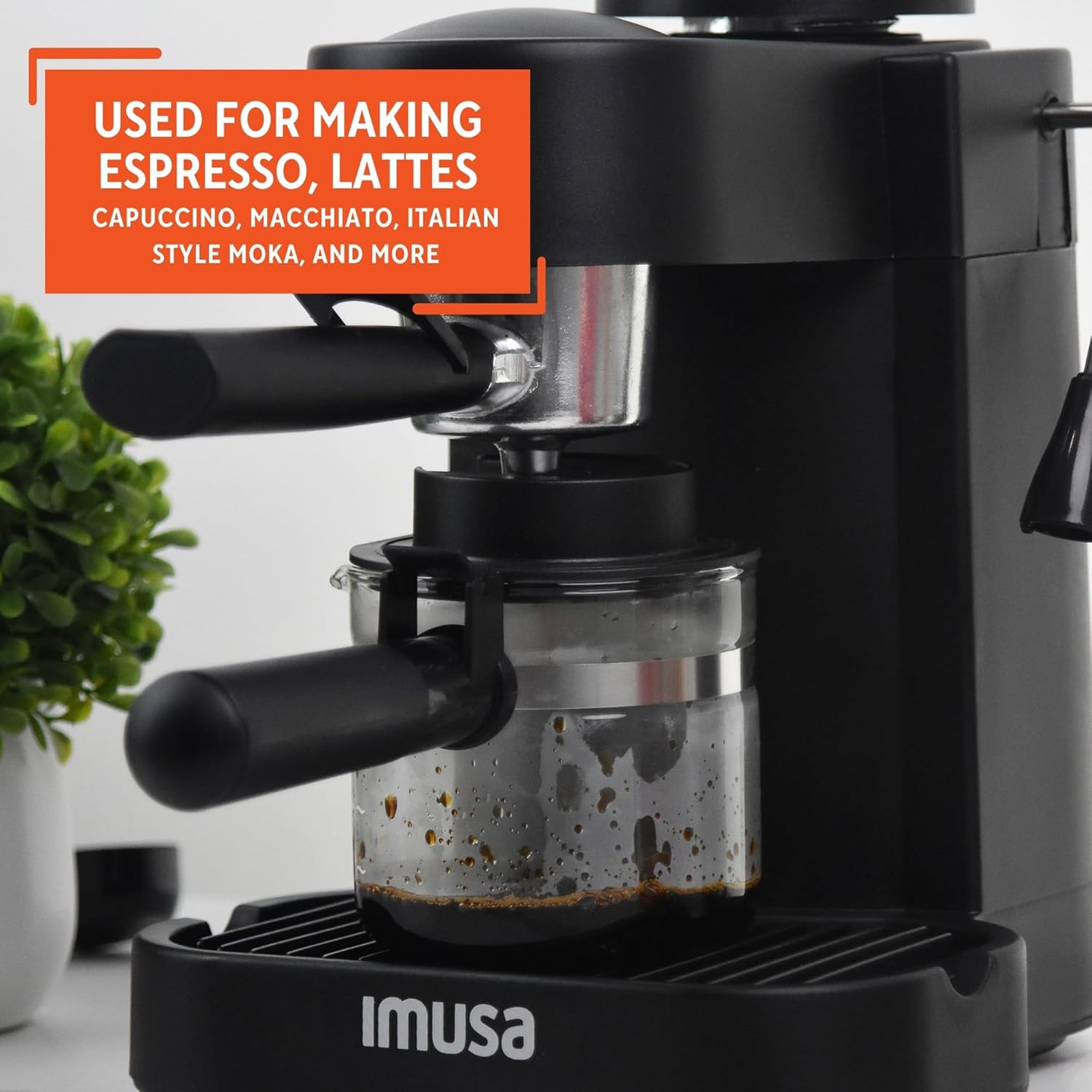 IMUSA 4cup Electric Bistro Espresso Cappuccino Maker, Silver