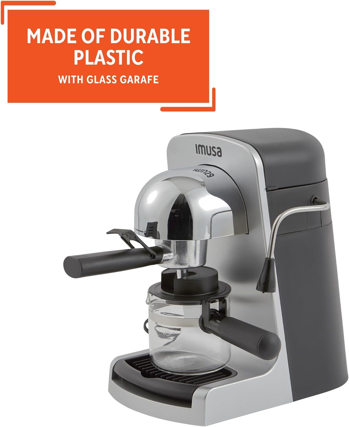 IMUSA 4cup Electric Bistro Espresso Cappuccino Maker, Silver