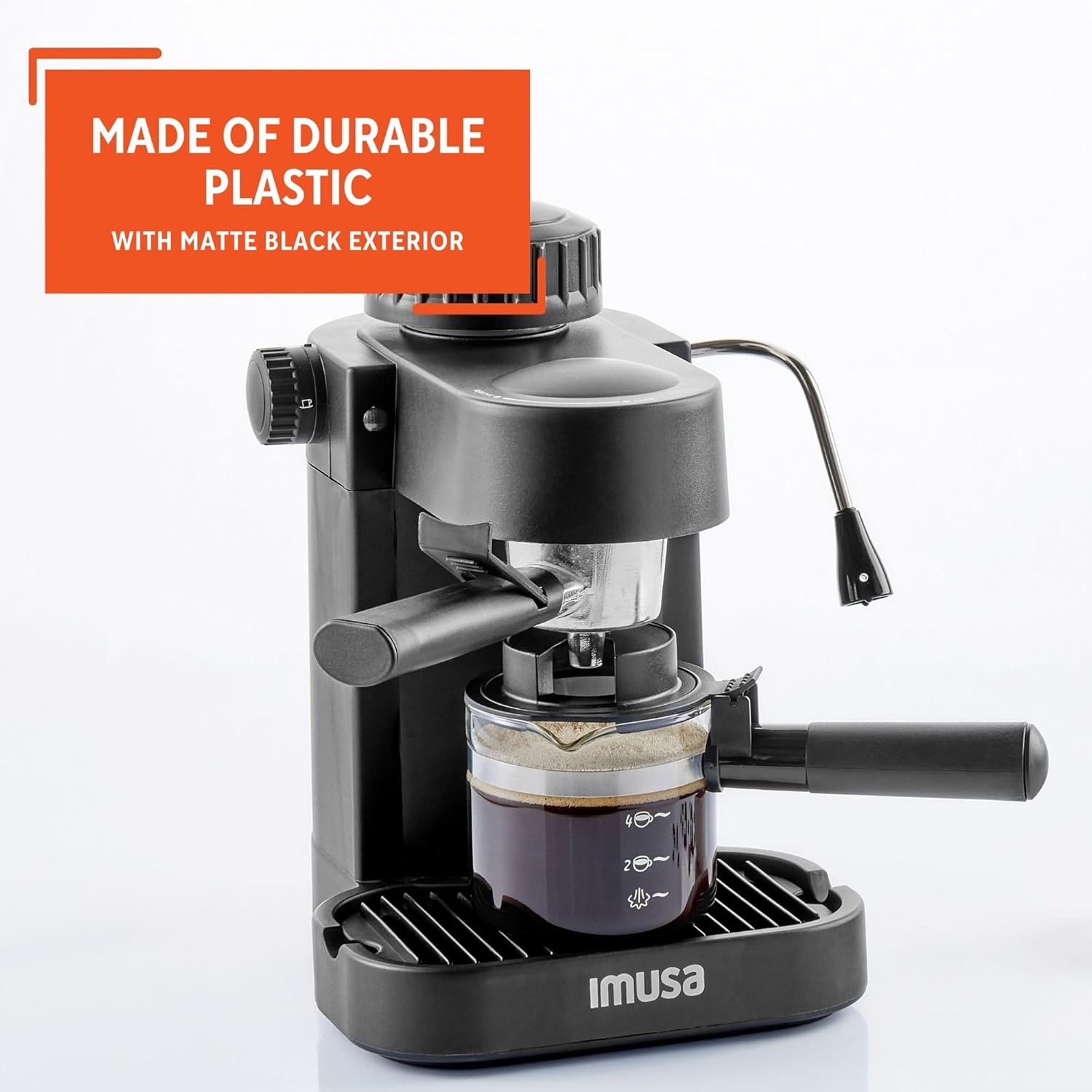 IMUSA 4cup Electric Bistro Espresso Cappuccino Maker, Silver