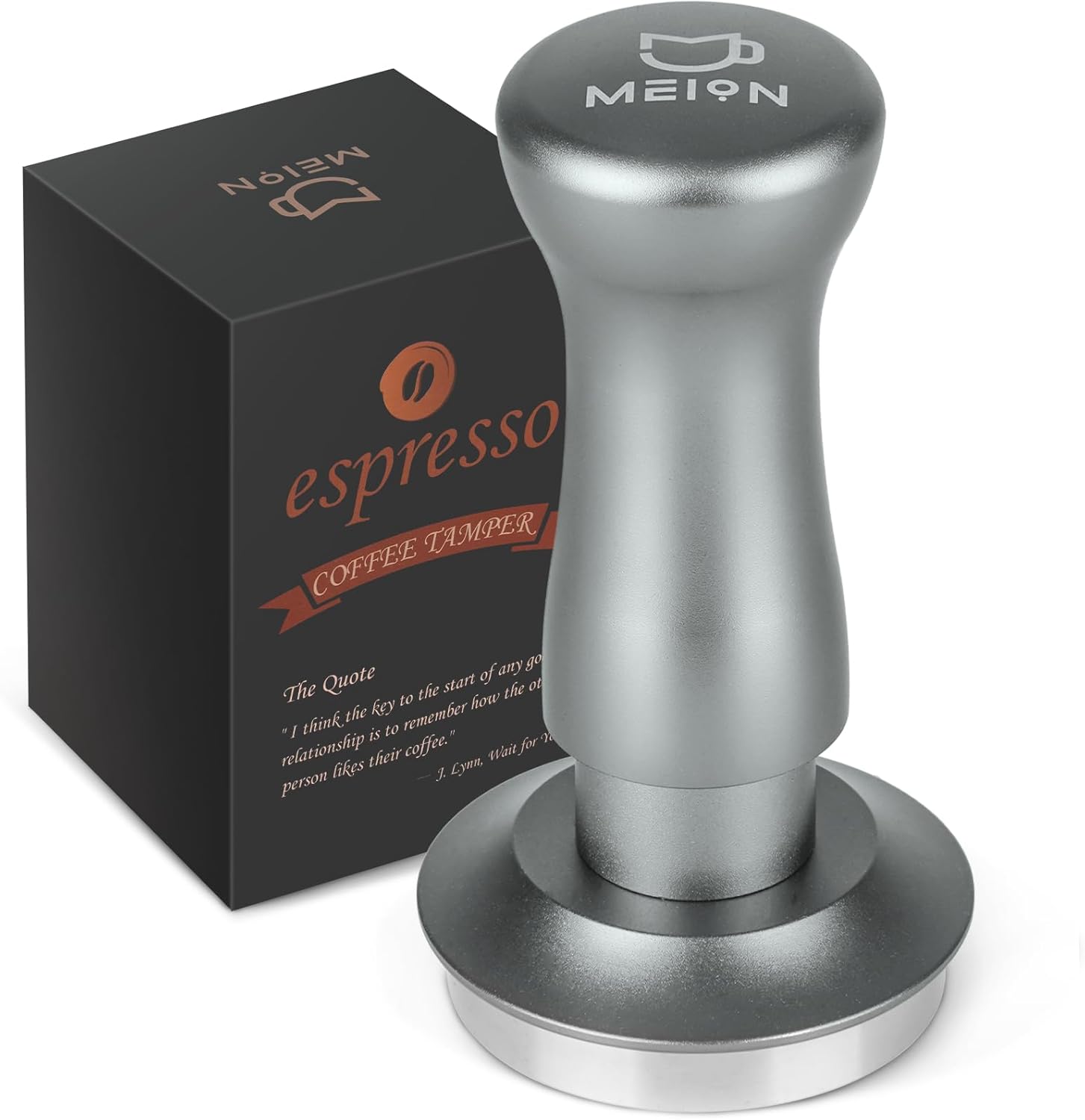 MEION Espresso Tamper 53.3mm Coffee Tamper, Calibrated Dual Spring Loaded Barista Tamper with Stainless Steel Base, Comes with aluminum storage pad (53.3MM, Black)