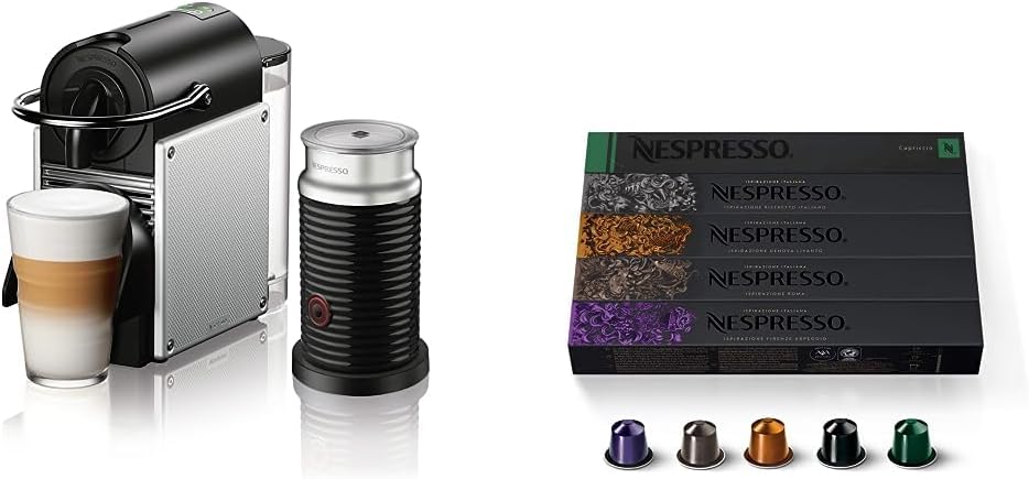 Nespresso Pixie Espresso Machine by DeLonghi, 1100ml, Aluminum,Silver