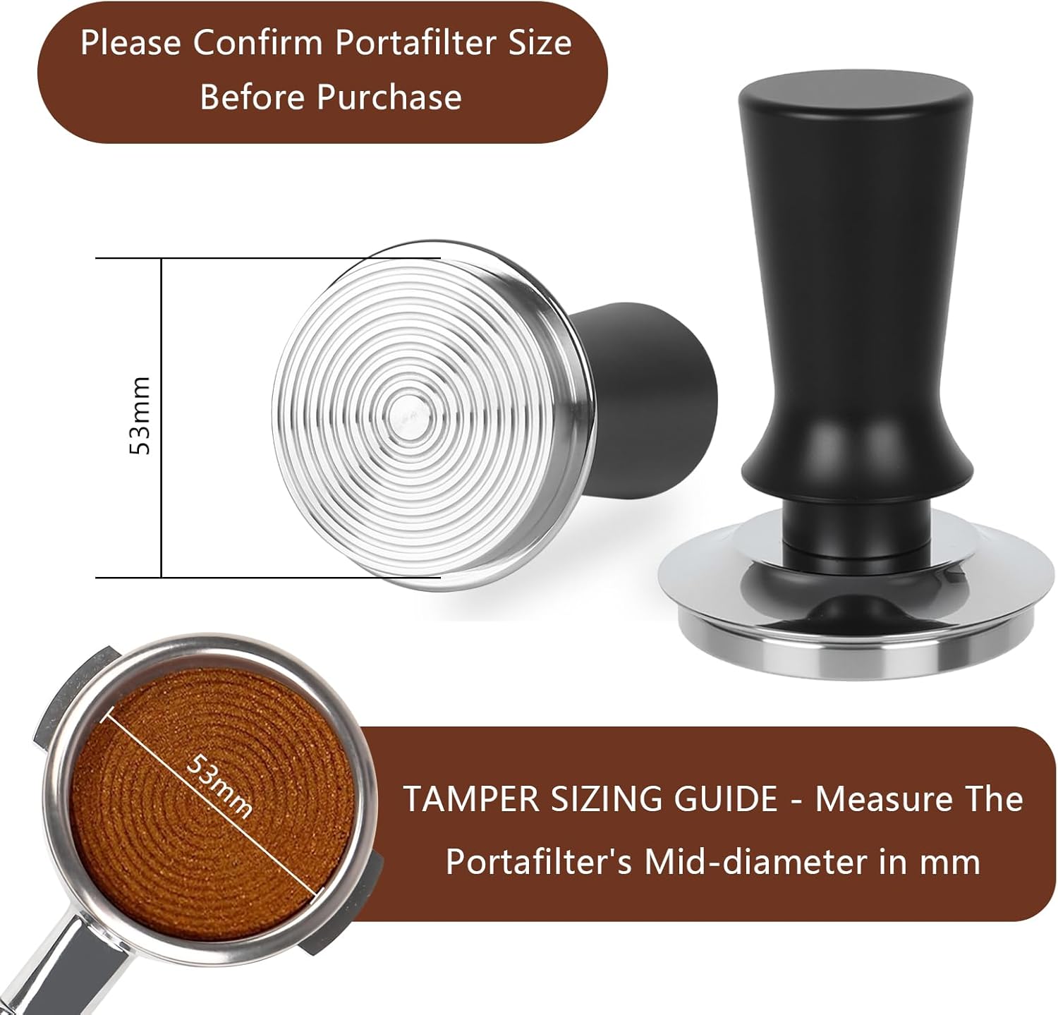 51mm Espresso Tamper Kit - Spring-loaded Coffee Tamper, Adjustable Depth Espresso Distributor Leveler, Magnetic Dosing Funnel Aluminum Metal, Reusable Puck Screen, Fit for 51mm Portafilters