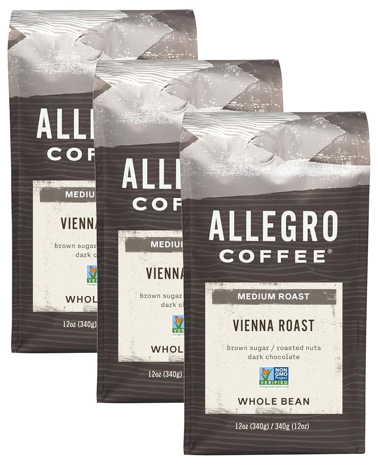 Allegro Coffee Vienna Roast Whole Bean Coffee, 12 oz (Pack of 3)