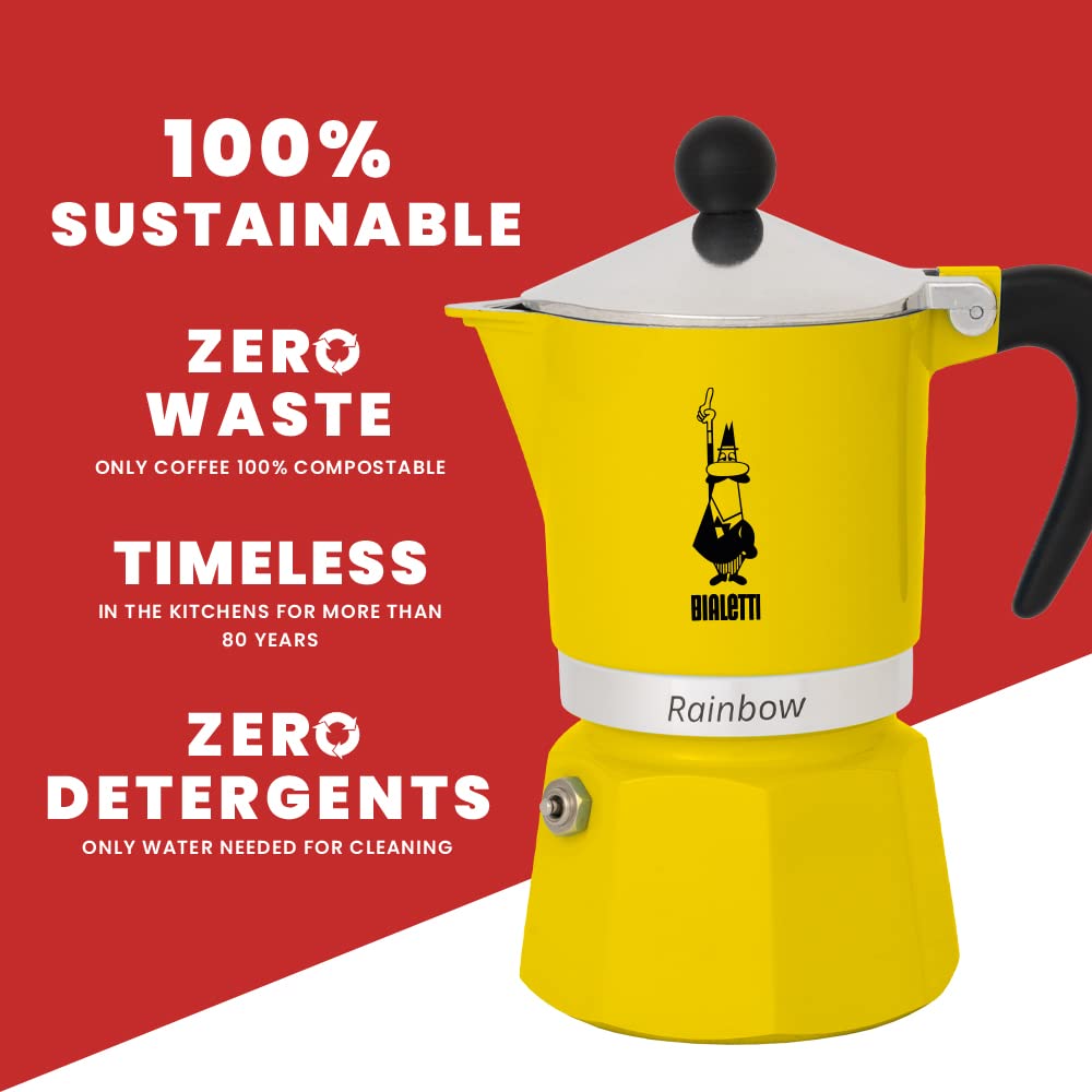 Bialetti Moka Express Rainbow (Yellow, 6 Cups) Bialetti Moka Express Rainbow (Yellow, 6 Cups)