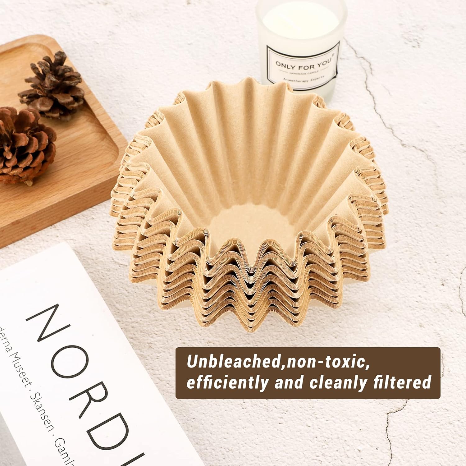 EUSOAR 1-4 Cup Disposable Coffee Filters, Pack of 200 Paper Basket Style Filter, Natural Brown Unbleached, for Home Commercial Coffee Dripper, for Single Pour Over and Drip Coffee Makers