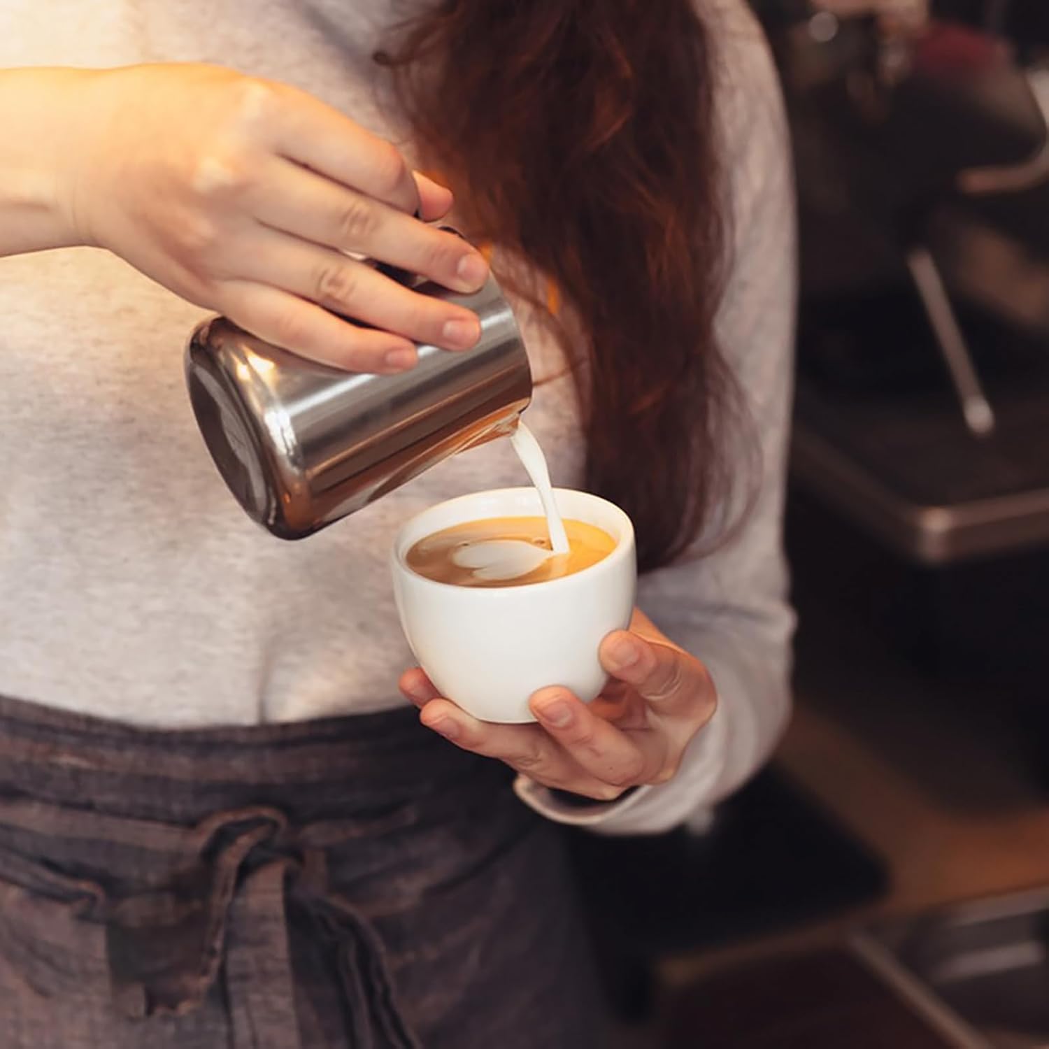 Nicunom 2 Pack Milk Frothing Pitcher, 12oz  20oz Espresso Steaming Pitcher, Stainless Steel Milk Frother Steamer Cup, Perfect for Espresso Coffee Cappuccino Latte Art, Tick Mark Inside