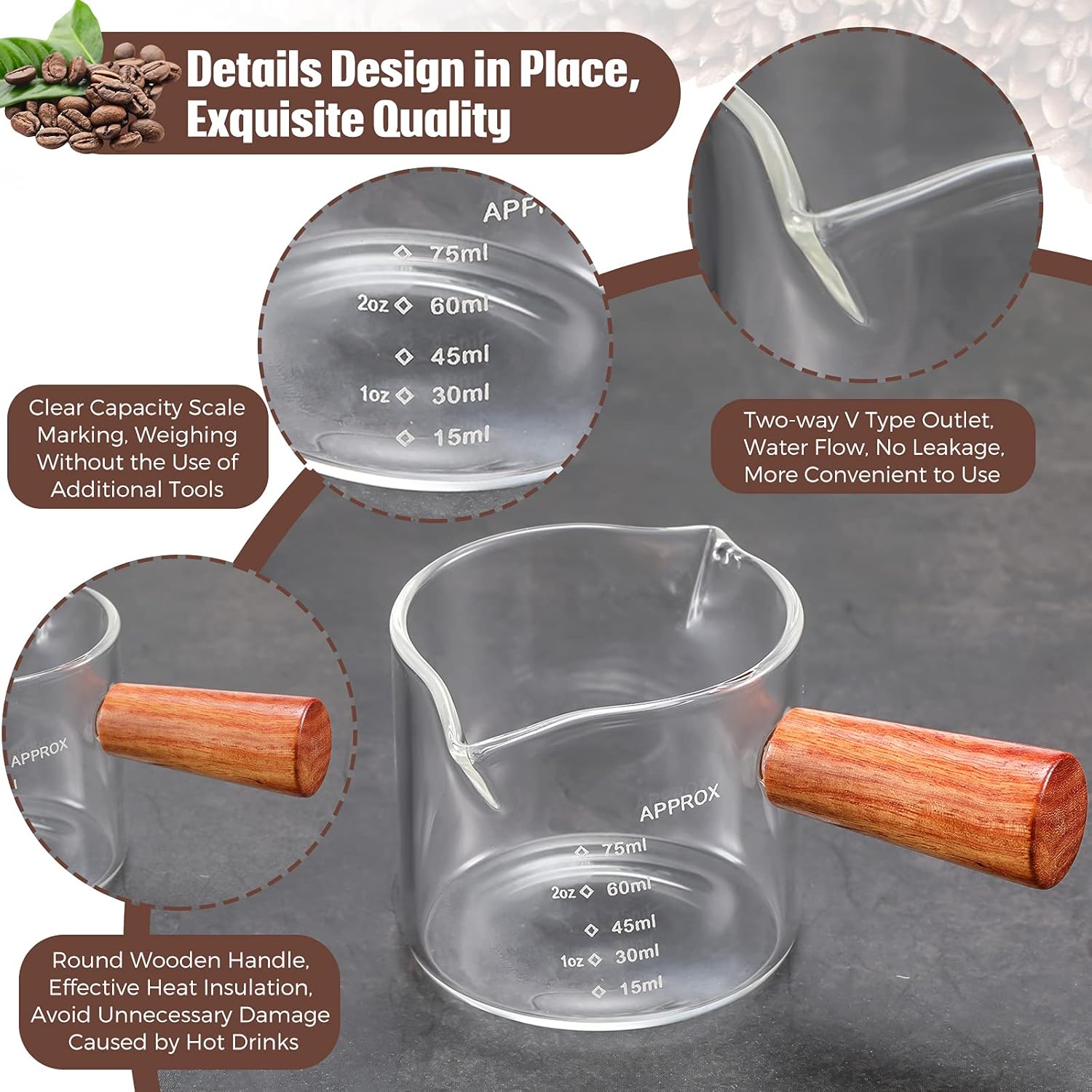 Double Spout Measuring Triple Pitcher Milk Cup 75 ml Espresso Shot Glass Espresso Measuring Cup Coffee Replacement Carafe with Handle for Barista Coffee Carafe Milk (2 Piece) Double Spout Measuring Triple Pitcher Milk Cup 75 ml Espresso Shot Glass Espresso Measuring Cup Coffee Replacement Carafe with Handle for Barista Coffee Carafe Milk (2 Piece)