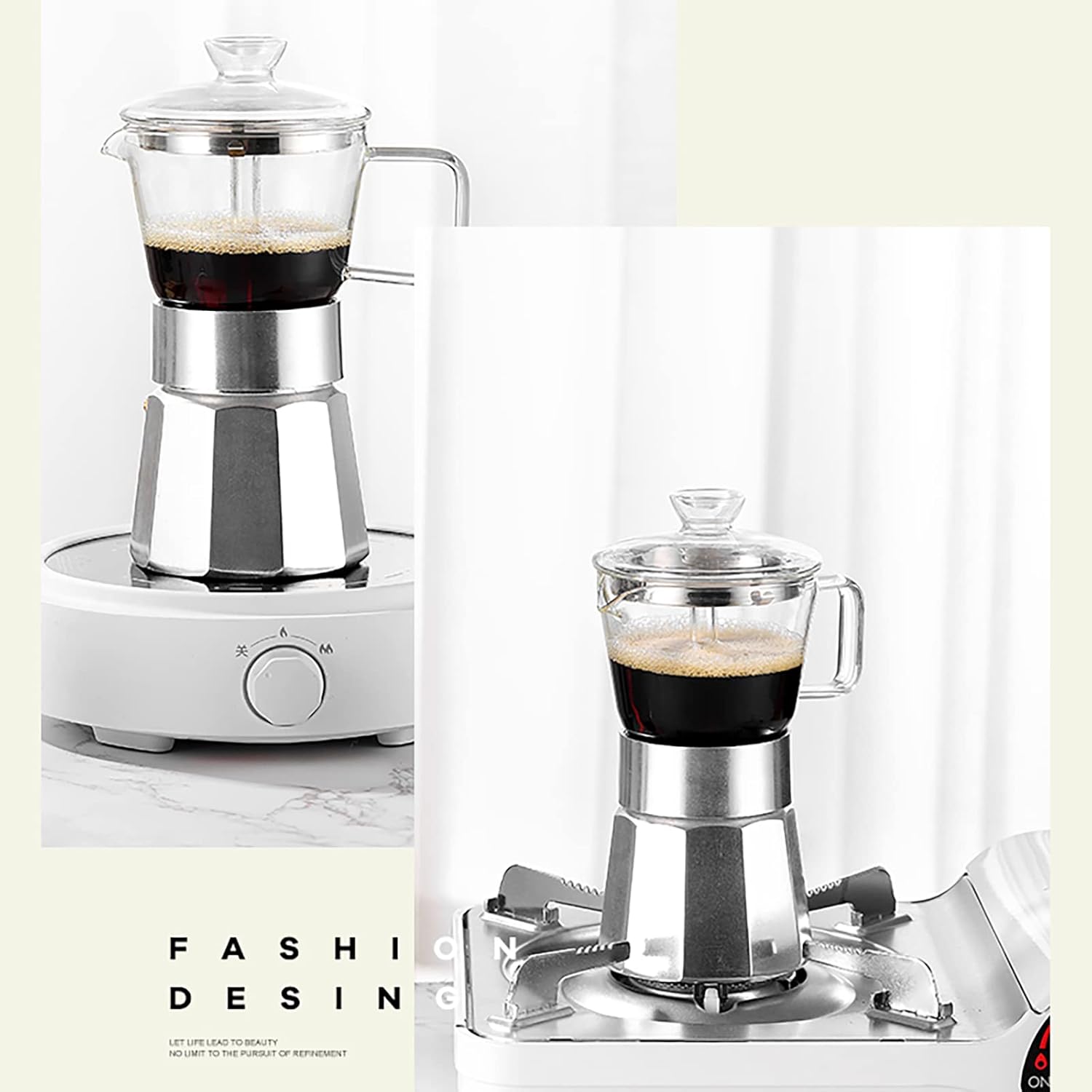 Moka Stovetop Espresso Maker,Crystal Glass-top Aluminum Espresso Moka Pot,Classic Italian coffee maker,240ml(6cup) Moka Stovetop Espresso Maker,Crystal Glass-top Aluminum Espresso Moka Pot,Classic Italian coffee maker,240ml(6cup)