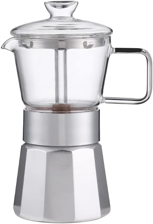Moka Stovetop Espresso Maker,Crystal Glass-top Aluminum Espresso Moka Pot,Classic Italian coffee maker,240ml(6cup) Moka Stovetop Espresso Maker,Crystal Glass-top Aluminum Espresso Moka Pot,Classic Italian coffee maker,240ml(6cup)