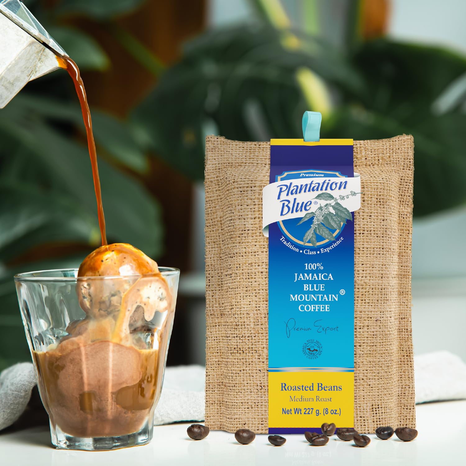 Plantation Blue 100% Jamaica Blue Mountain Coffee Medium Roast 1lb Beans + 8oz Beans Bag Bundle Plantation Blue 100% Jamaica Blue Mountain Coffee Medium Roast 1lb Beans + 8oz Beans Bag Bundle