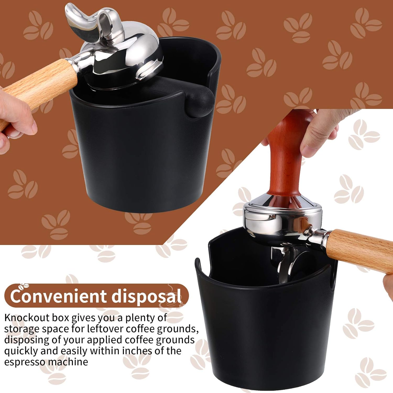 Set of 2 Pieces Espresso Knock Box and Coffee Tamper Mat Reliable Barista Tools with Removable Knock Bar Non-slip Base Food Safe Silicone Espresso Tamper Mat for Barista Bar Shop Worktop Set of 2 Pieces Espresso Knock Box and Coffee Tamper Mat Reliable Barista Tools with Removable Knock Bar Non-slip Base Food Safe Silicone Espresso Tamper Mat for Barista Bar Shop Worktop