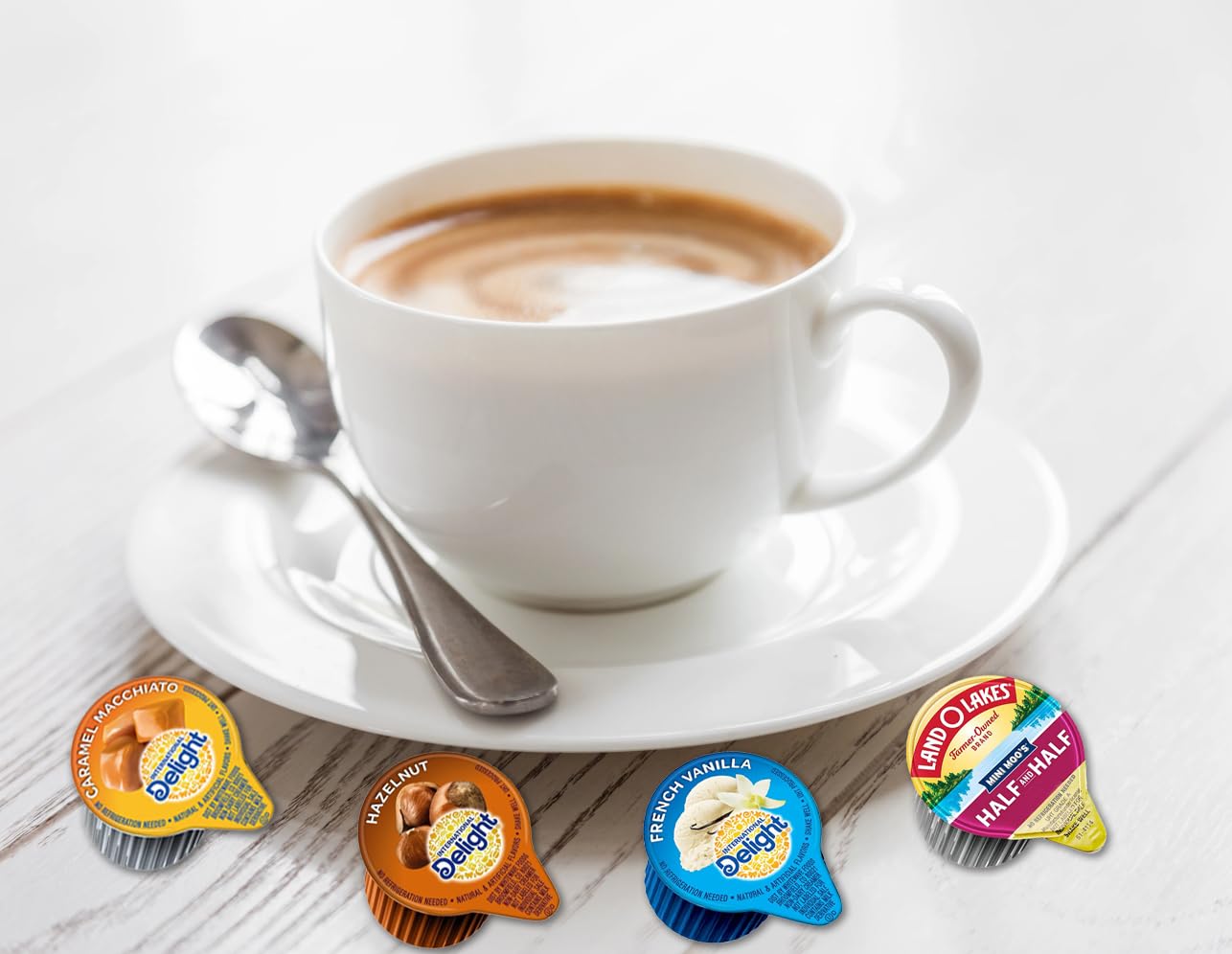 SOUTHERN BASICS Premium Coffee Creamers Liquid Creamer Singles Variety Pack, Caramel Macchiato, French Vanilla, Half-Half Hazelnut - No Refrigeration - Box Of 96 SOUTHERN BASICS Premium Coffee Creamers Liquid Creamer Singles Variety Pack, Caramel Macchiato, French Vanilla, Half-Half Hazelnut - No Refrigeration - Box Of 96