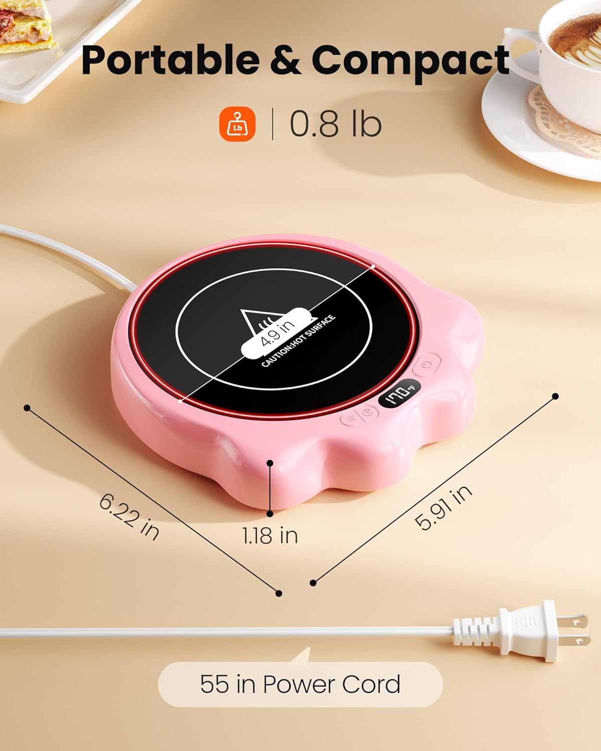 Gaiatop Mug Warmer, 50W Cute Cat Paw Cup Warmers, 3 Temp Settings, 2-10H Auto Shut Off, Coffee Accessories Keep Beverage Hot for Desk and Home, Heated Plate Stocking Stuffers for Tea Candle Pink Gaiatop Mug Warmer, 50W Cute Cat Paw Cup Warmers, 3 Temp Settings, 2-10H Auto Shut Off, Coffee Accessories Keep Beverage Hot for Desk and Home, Heated Plate Stocking Stuffers for Tea Candle Pink