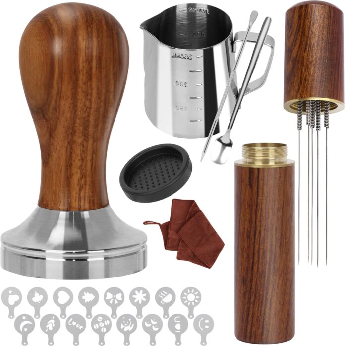 y-step-22-pcs-coffee-tamper-set-espresso-accessories-kit-barista-kit-with-espresso-tamper-51mm-frothing-pitcher-tamper-m