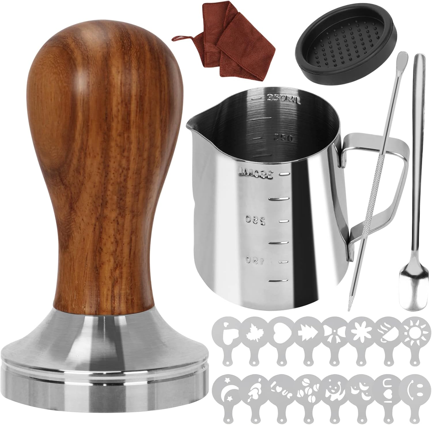 Y-Step 22 PCS Coffee Tamper Set, Espresso Accessories Kit Barista Kit, with Espresso Tamper 51mm, Frothing Pitcher, Tamper Mat, Latte Art Pen, Coffee Stirrer, Sandalwood Tamper for Espresso Machine Y-Step 22 PCS Coffee Tamper Set, Espresso Accessories Kit Barista Kit, with Espresso Tamper 51mm, Frothing Pitcher, Tamper Mat, Latte Art Pen, Coffee Stirrer, Sandalwood Tamper for Espresso Machine