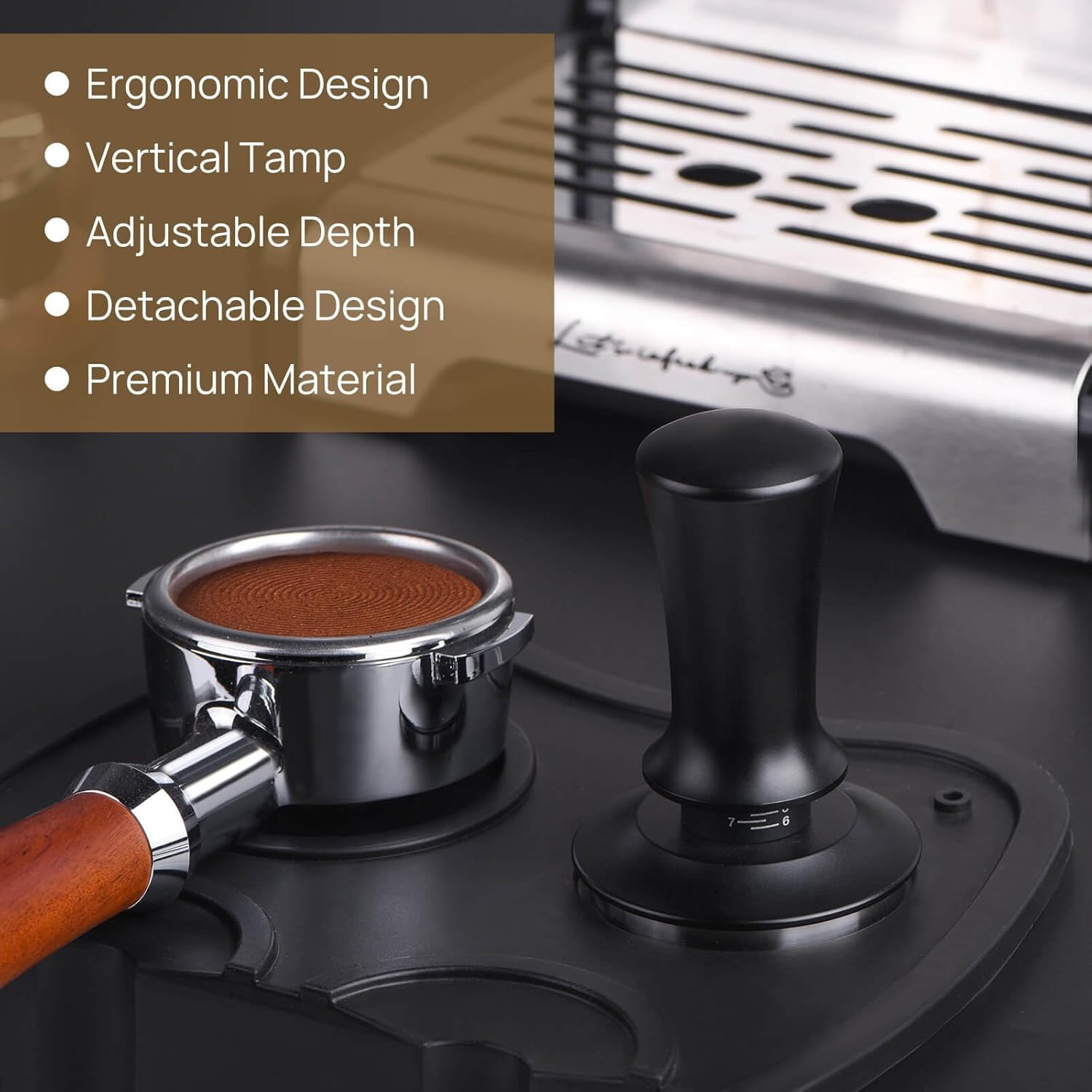 53mm Espresso Tamper, Coffee Tamper for Espresso Machine, Espresso Tamp with Spring Loaded Tamper, Depth-adjustable Espresso Hand Tampers 53mm 53mm Espresso Tamper, Coffee Tamper for Espresso Machine, Espresso Tamp with Spring Loaded Tamper, Depth-adjustable Espresso Hand Tampers 53mm