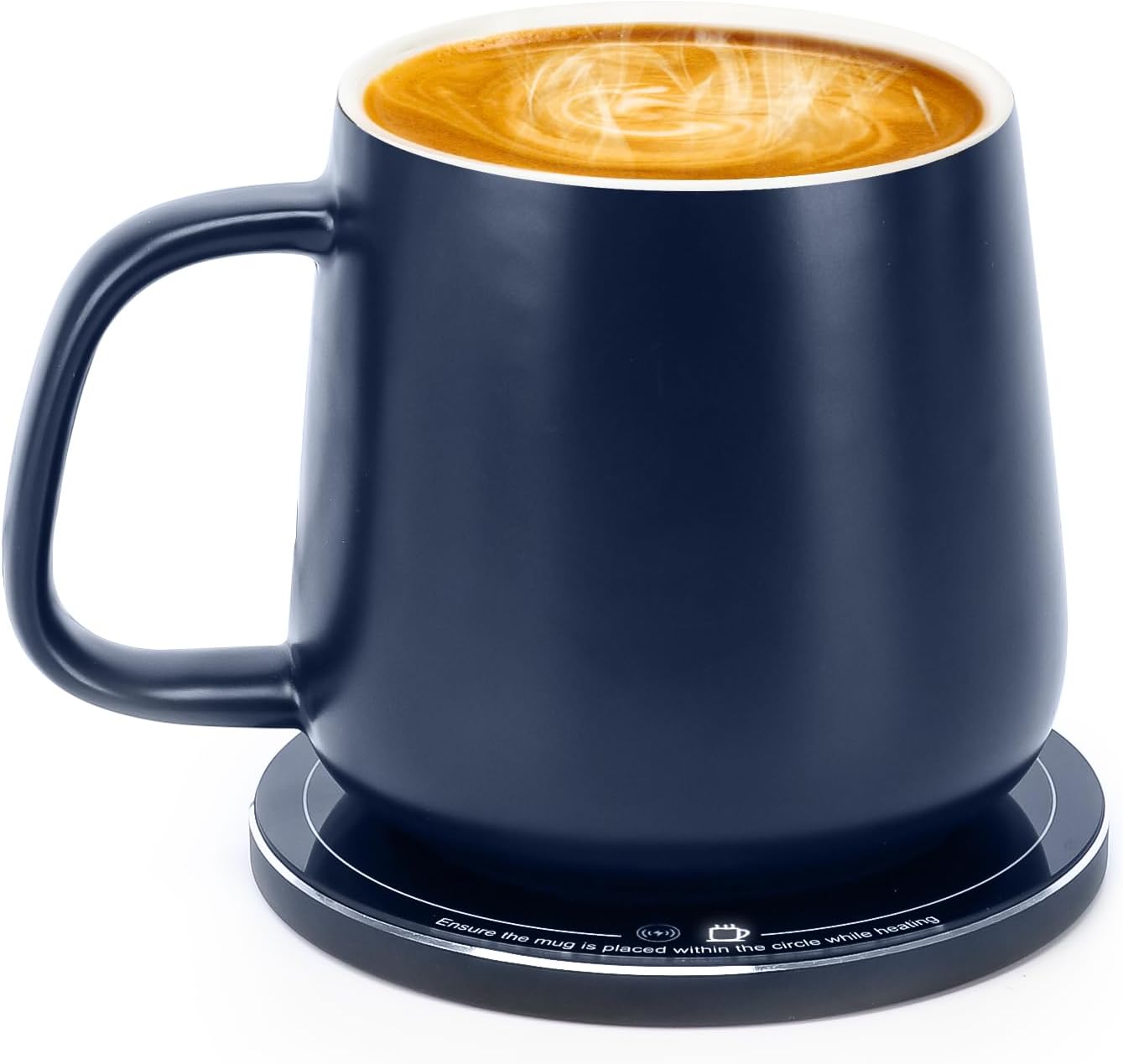 APEKX Warm Cup Coffee Mug Warmer Set - Smart Stable Constant Temperature 131°F, 15W Wireless Charging, 12.8 oz Capacity - Supports USB-C Interface, Automatic Power On/Off Function (4 H). (Deep Navy) APEKX Warm Cup Coffee Mug Warmer Set - Smart Stable Constant Temperature 131°F, 15W Wireless Charging, 12.8 oz Capacity - Supports USB-C Interface, Automatic Power On/Off Function (4 H). (Deep Navy)