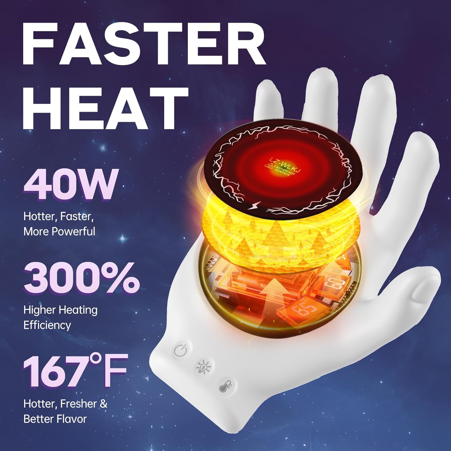Devils Hand Heating Mug Warmer Set - 3 Temp Settings 8H Timer, Coffee Cup Warmer Plate for Desk Auto Shut Off, Ideal Beverage Warmer Gift for Coffee, Tea, Milk (White) Devils Hand Heating Mug Warmer Set - 3 Temp Settings 8H Timer, Coffee Cup Warmer Plate for Desk Auto Shut Off, Ideal Beverage Warmer Gift for Coffee, Tea, Milk (White)