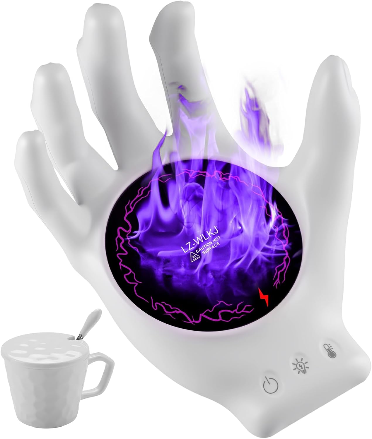 Devils Hand Heating Mug Warmer Set - 3 Temp Settings 8H Timer, Coffee Cup Warmer Plate for Desk Auto Shut Off, Ideal Beverage Warmer Gift for Coffee, Tea, Milk (White) Devils Hand Heating Mug Warmer Set - 3 Temp Settings 8H Timer, Coffee Cup Warmer Plate for Desk Auto Shut Off, Ideal Beverage Warmer Gift for Coffee, Tea, Milk (White)
