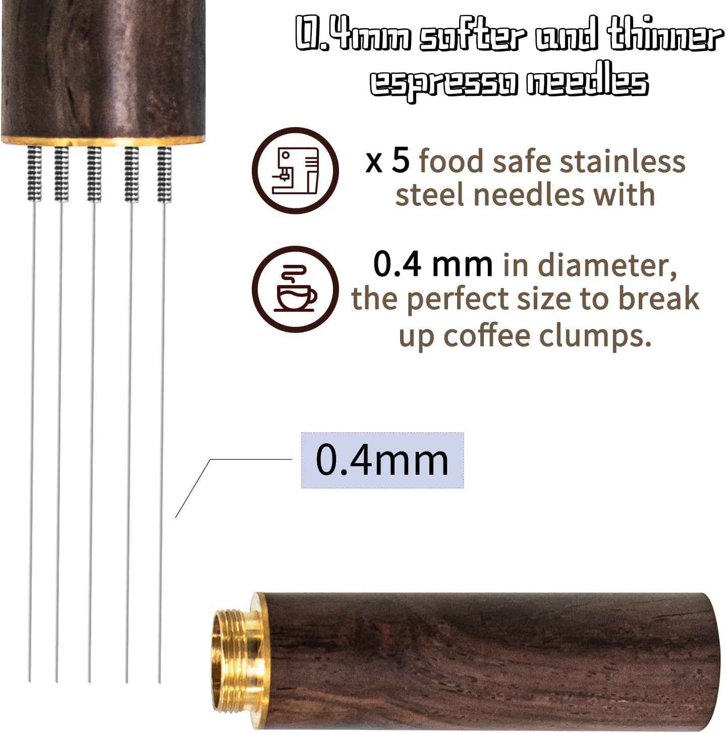 Espresso Coffee Stirrer, Espresso Distribution Tool Coffee Stirring Tool,Professional Barista Hand Needle Type Distribution Tool 5 Needles 0.4mm Natural Wood Handle and Stand Espresso Coffee Stirrer, Espresso Distribution Tool Coffee Stirring Tool,Professional Barista Hand Needle Type Distribution Tool 5 Needles 0.4mm Natural Wood Handle and Stand