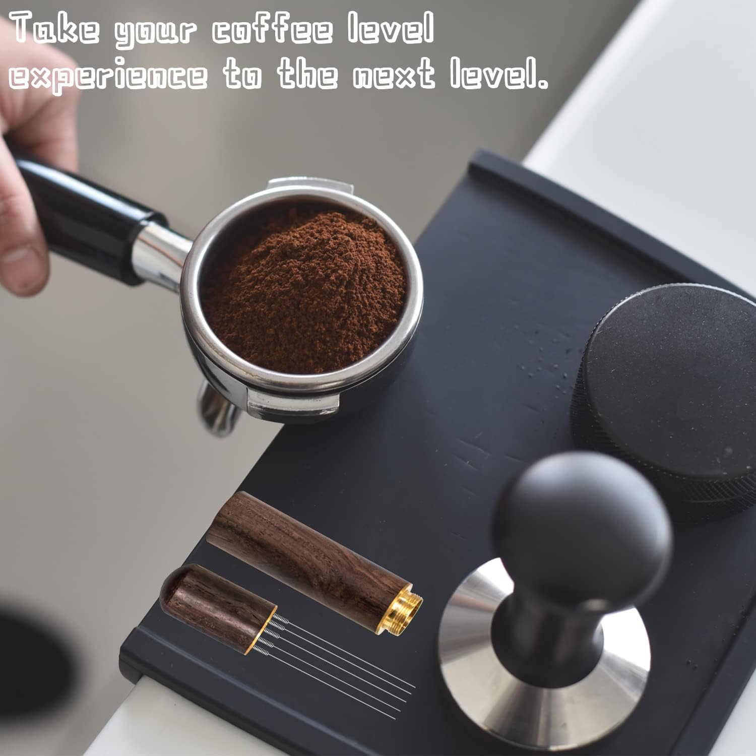 Espresso Coffee Stirrer, Espresso Distribution Tool Coffee Stirring Tool,Professional Barista Hand Needle Type Distribution Tool 5 Needles 0.4mm Natural Wood Handle and Stand Espresso Coffee Stirrer, Espresso Distribution Tool Coffee Stirring Tool,Professional Barista Hand Needle Type Distribution Tool 5 Needles 0.4mm Natural Wood Handle and Stand