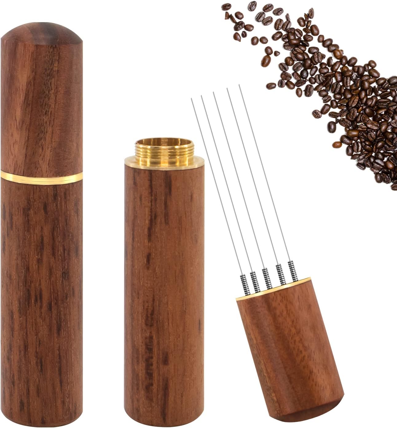 Espresso Coffee Stirrer, Espresso Distribution Tool Coffee Stirring Tool,Professional Barista Hand Needle Type Distribution Tool 5 Needles 0.4mm Natural Wood Handle and Stand Espresso Coffee Stirrer, Espresso Distribution Tool Coffee Stirring Tool,Professional Barista Hand Needle Type Distribution Tool 5 Needles 0.4mm Natural Wood Handle and Stand