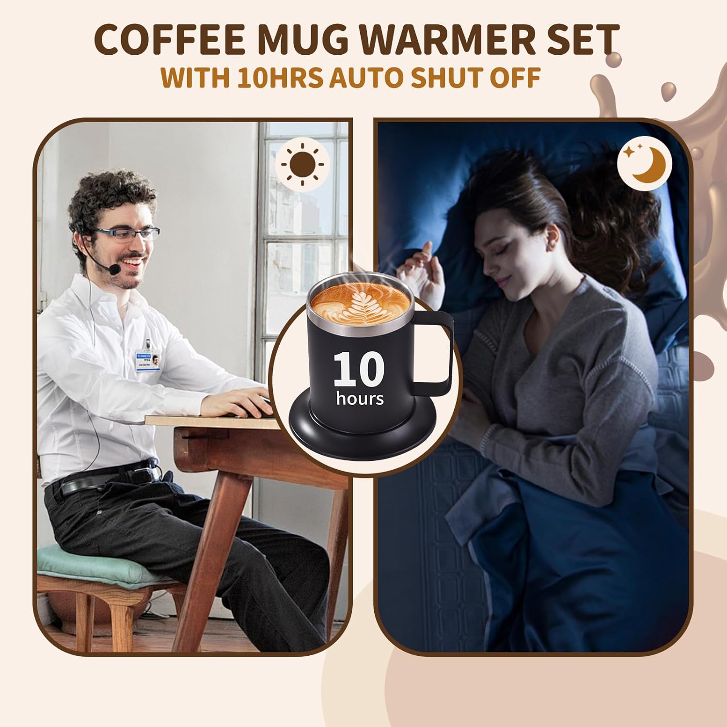 Heated Coffee Mug Warmer Set, 10H Auto Shut Off, 12oz USB Smart Electric Heated Mug for Office Home, for Friend Bithday Christmas (Black) Heated Coffee Mug Warmer Set, 10H Auto Shut Off, 12oz USB Smart Electric Heated Mug for Office Home, for Friend Bithday Christmas (Black)