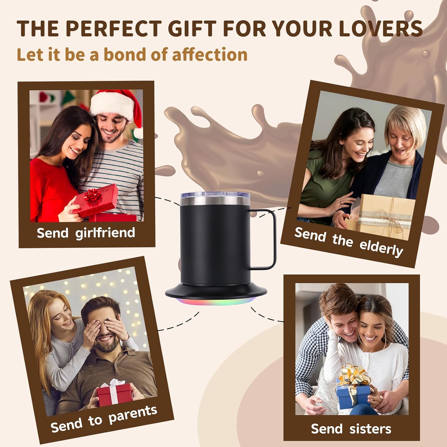 Heated Coffee Mug Warmer Set, 10H Auto Shut Off, 12oz USB Smart Electric Heated Mug for Office Home, for Friend Bithday Christmas (Black) Heated Coffee Mug Warmer Set, 10H Auto Shut Off, 12oz USB Smart Electric Heated Mug for Office Home, for Friend Bithday Christmas (Black)