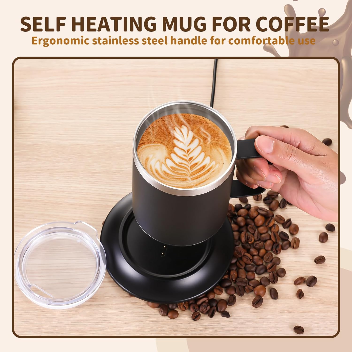 Heated Coffee Mug Warmer Set, 10H Auto Shut Off, 12oz USB Smart Electric Heated Mug for Office Home, for Friend Bithday Christmas (Black) Heated Coffee Mug Warmer Set, 10H Auto Shut Off, 12oz USB Smart Electric Heated Mug for Office Home, for Friend Bithday Christmas (Black)
