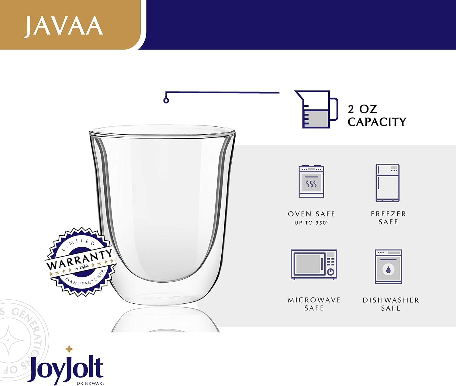 JoyJolt Javaah Double Walled Espresso Glasses Espresso Cups Set of 2 | 2-Ounces JoyJolt Javaah Double Walled Espresso Glasses Espresso Cups Set of 2 | 2-Ounces