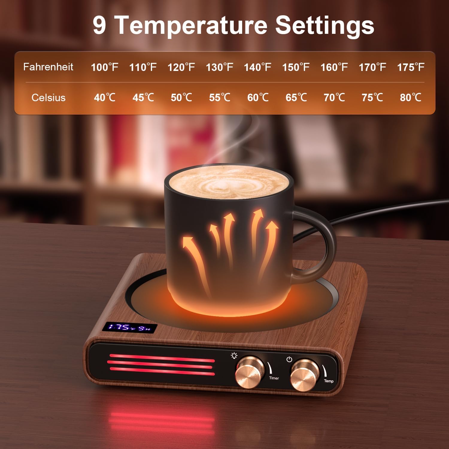 Mug Warmer, CEROBEAR 50W Coffee Cup Warmer for Desk with 9 Tempreture Settings, 1-9Hrs Auto Shut Off Smart Candle Warmer with LED Lights, Electric Beverage Warmer Plate for Coffee, Tea, Water, Milk Mug Warmer, CEROBEAR 50W Coffee Cup Warmer for Desk with 9 Tempreture Settings, 1-9Hrs Auto Shut Off Smart Candle Warmer with LED Lights, Electric Beverage Warmer Plate for Coffee, Tea, Water, Milk