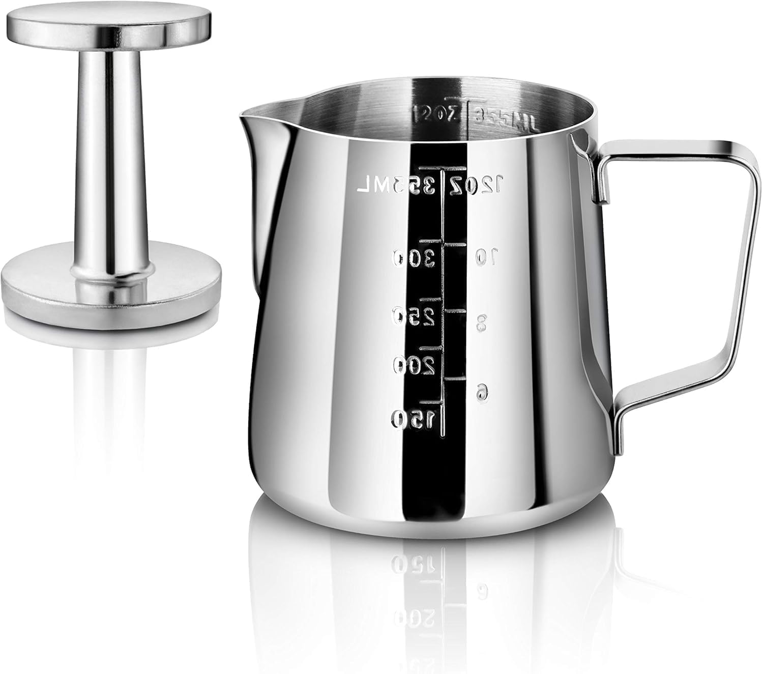New Star Foodservice Commercial Grade Stainless Steel 18/8 Frothing Pitcher (12-Ounce (Combo Set)) New Star Foodservice Commercial Grade Stainless Steel 18/8 Frothing Pitcher (12-Ounce (Combo Set))