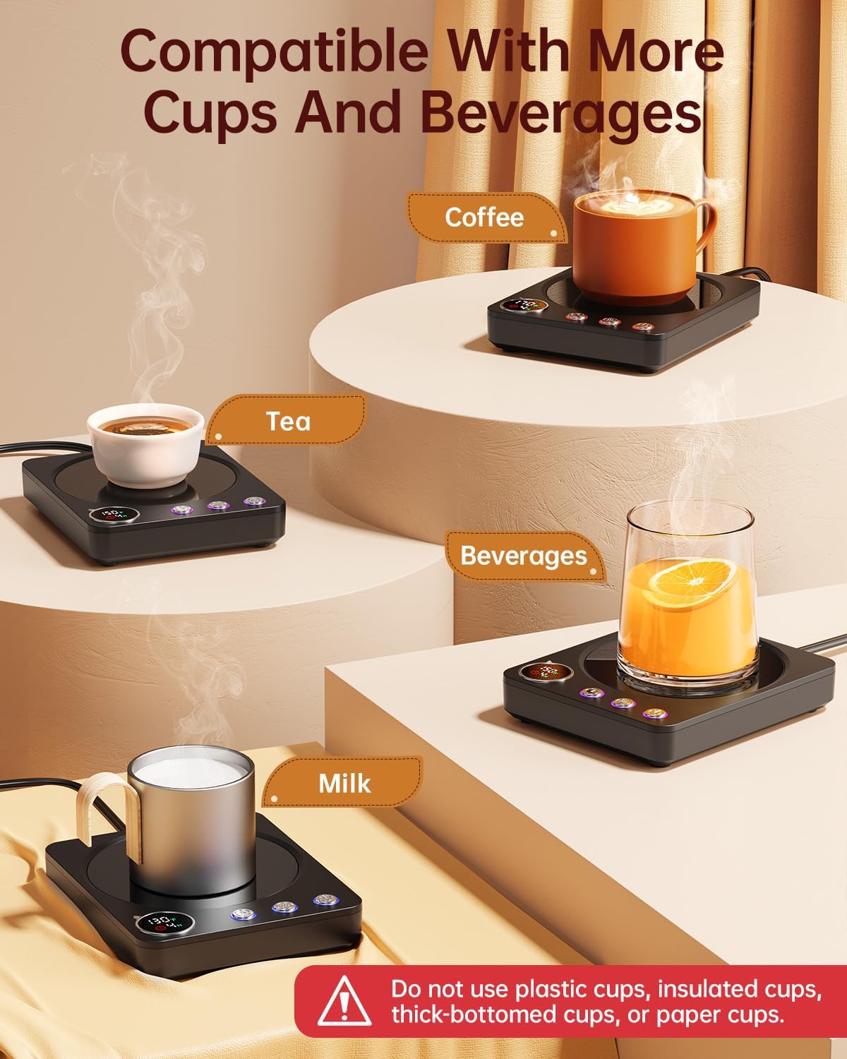 SWEETFULL Coffee Mug Warmer – 36W Coffee Cup Warmer for Desk with Smart Display Auto Shut-Off, Candle Warmer, Electric Cup Warmer for Coffee, Milk and Tea, for Women Men (Black) SWEETFULL Coffee Mug Warmer – 36W Coffee Cup Warmer for Desk with Smart Display Auto Shut-Off, Candle Warmer, Electric Cup Warmer for Coffee, Milk and Tea, for Women Men (Black)