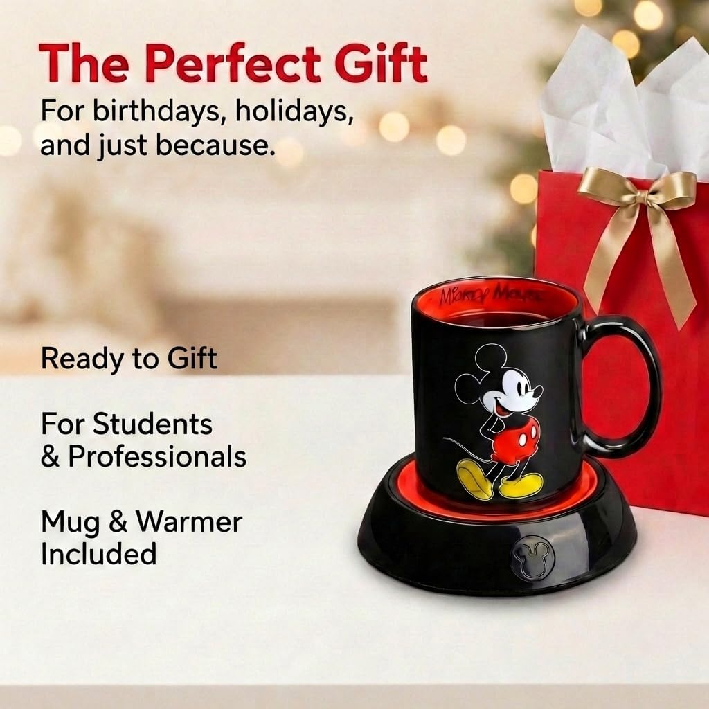 Disney Mickey Mouse Mug Warmer with 12 oz Mug by Select Brands - Coffee Cup Warmer with Ceramic Mug Included - Electric Warmer Plate for Home Office - Disney Kitchen Accessories - Mickey Mouse Disney Mickey Mouse Mug Warmer with 12 oz Mug by Select Brands - Coffee Cup Warmer with Ceramic Mug Included - Electric Warmer Plate for Home Office - Disney Kitchen Accessories - Mickey Mouse