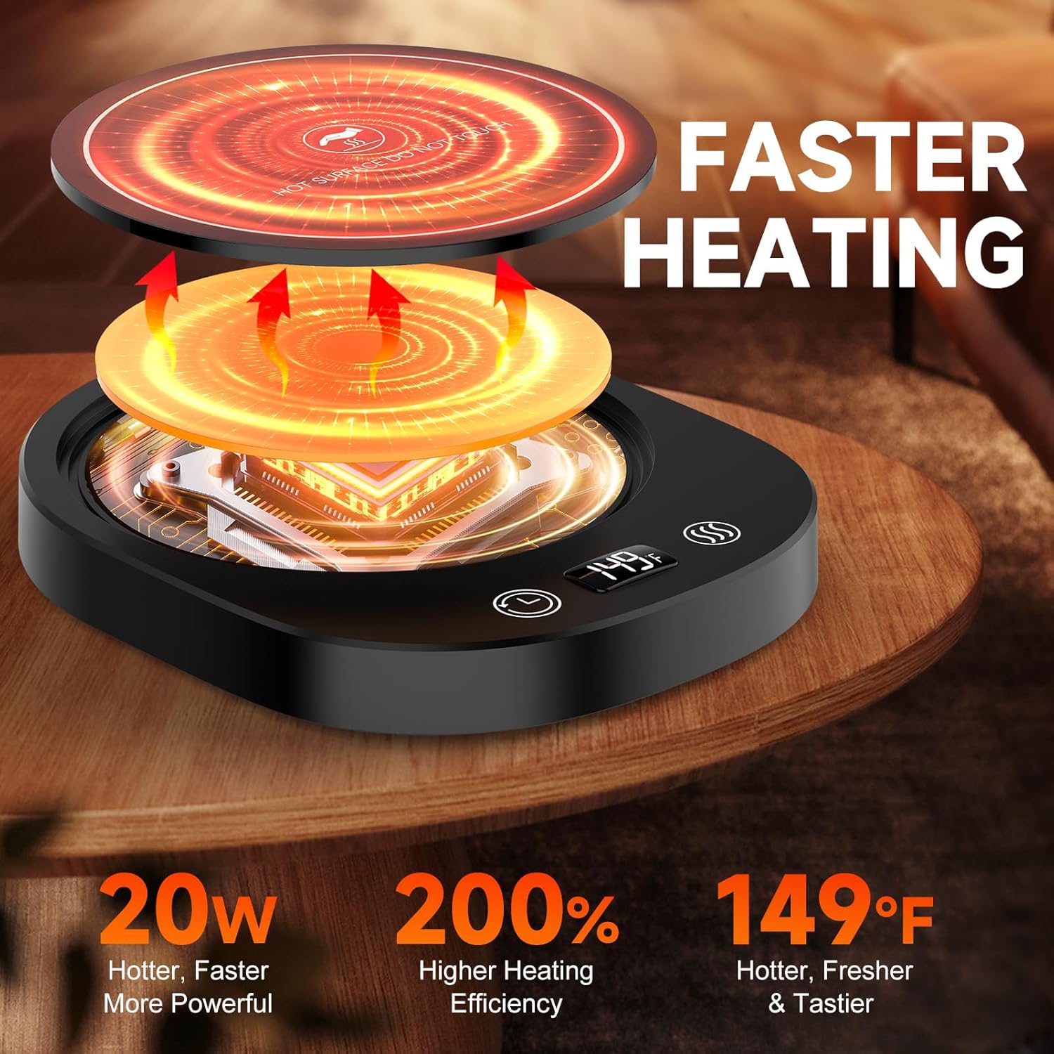 Fast Heating Mug Warmer, LED Display 3 Temperature Settings 2-12H Timer Candle Wax Warmer, Smart Safety Auto Shut-Off Coffee Cup Warmer Heater Plate for Chocolate Coffee Tea Milk Candle, Black Fast Heating Mug Warmer, LED Display 3 Temperature Settings 2-12H Timer Candle Wax Warmer, Smart Safety Auto Shut-Off Coffee Cup Warmer Heater Plate for Chocolate Coffee Tea Milk Candle, Black