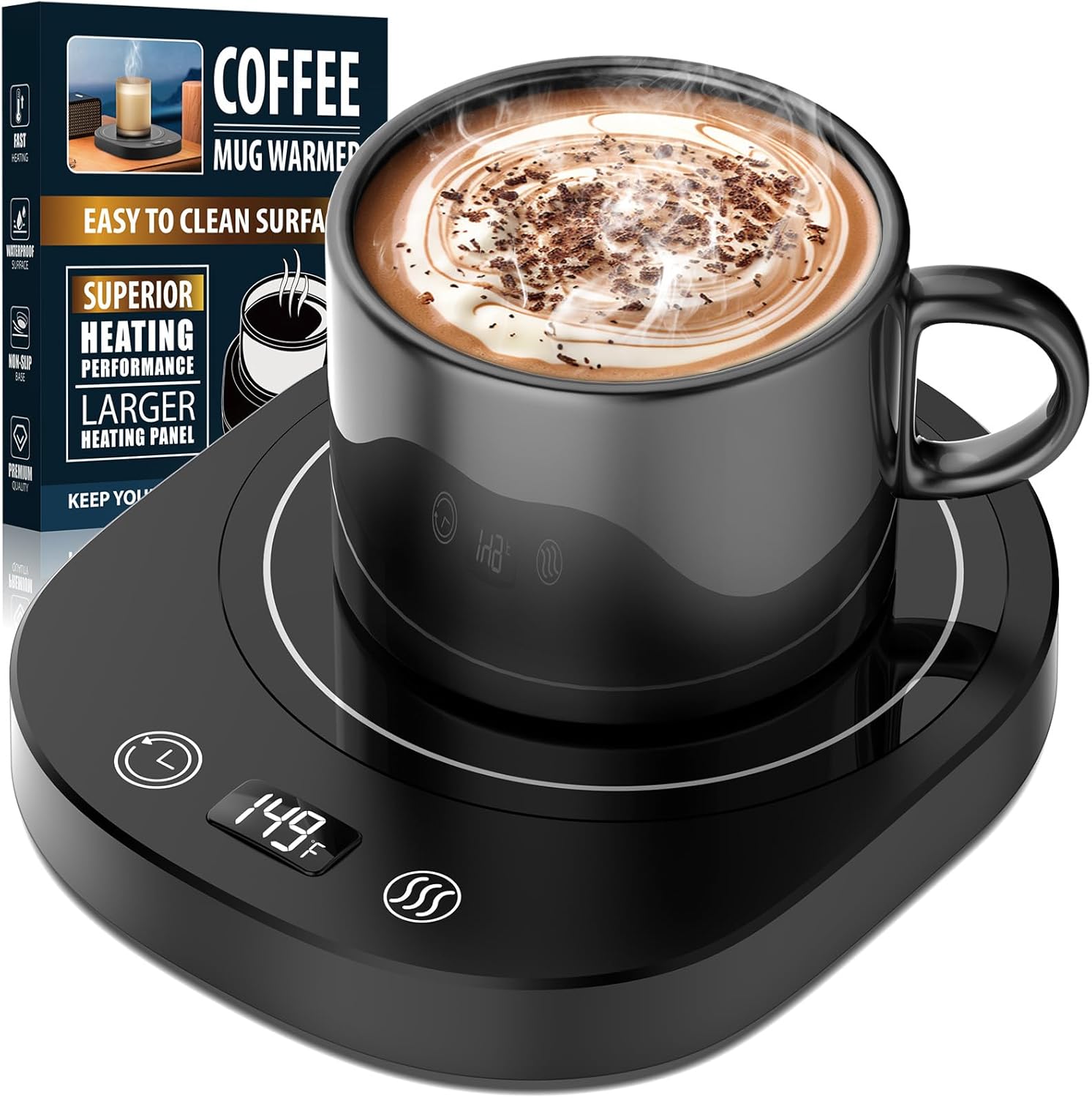 Fast Heating Mug Warmer, LED Display 3 Temperature Settings 2-12H Timer Candle Wax Warmer, Smart Safety Auto Shut-Off Coffee Cup Warmer Heater Plate for Chocolate Coffee Tea Milk Candle, Black Fast Heating Mug Warmer, LED Display 3 Temperature Settings 2-12H Timer Candle Wax Warmer, Smart Safety Auto Shut-Off Coffee Cup Warmer Heater Plate for Chocolate Coffee Tea Milk Candle, Black